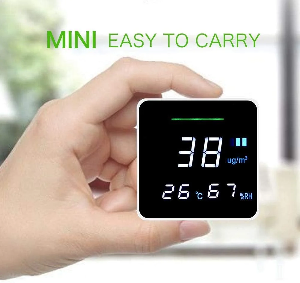 تستر کیفیت هوای OUKA، نمایشگر دیجیتال سفید جمع و جور، آشکارساز PM2.5 قابل حمل برای خانه و محل کار