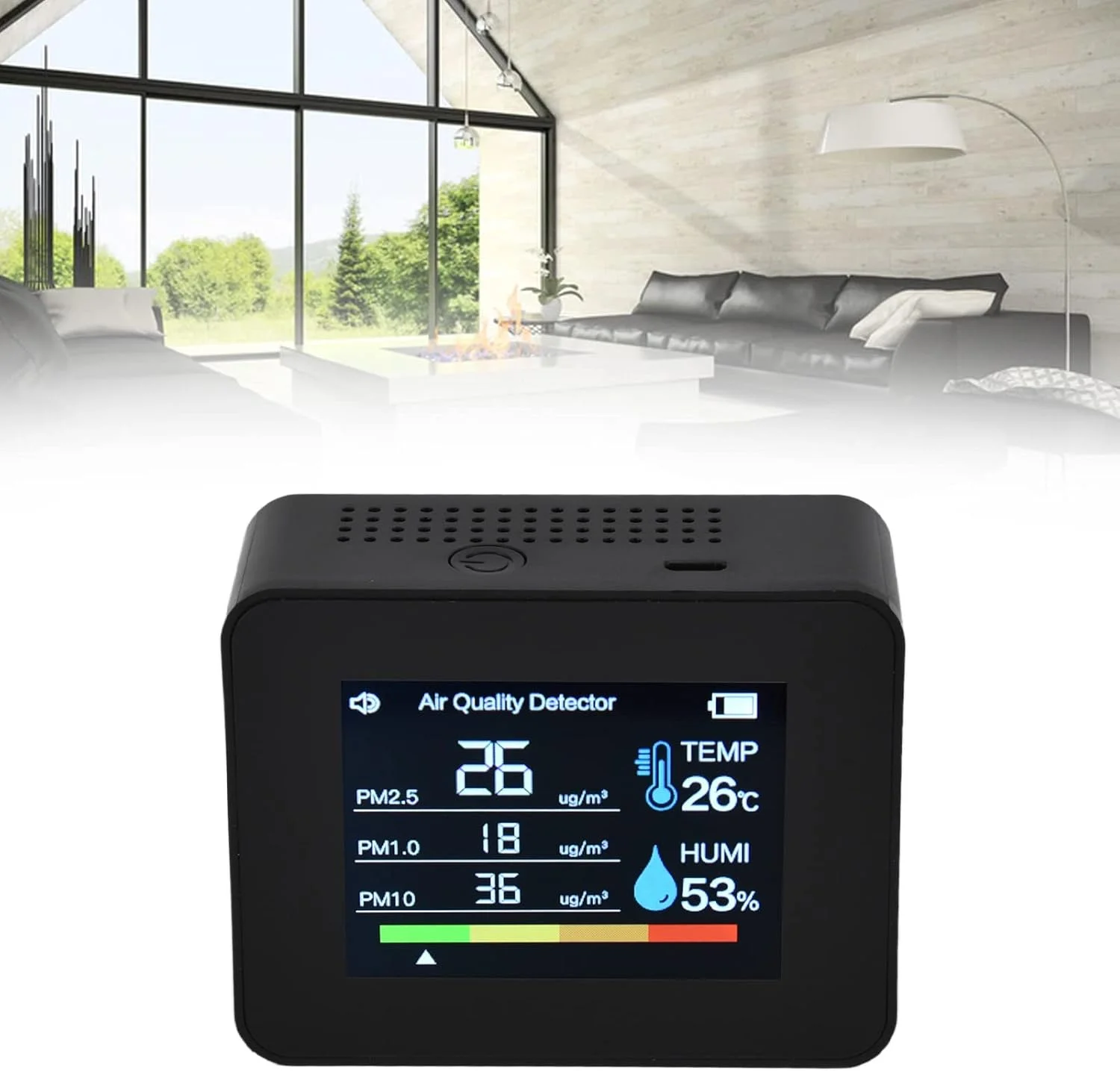 دستگاه تشخیص کیفیت هوا، تستر CO2 حساس و دقیق با آلارم صوتی برای منازل