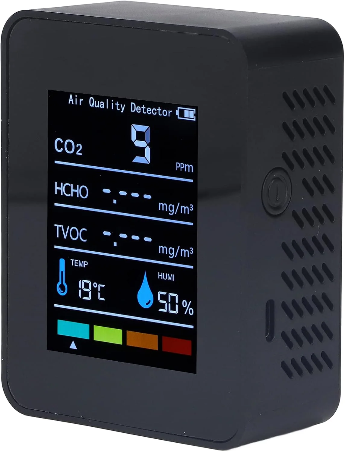 مانیتور کیفیت هوا 5 در 1 HCHO TVOC با صفحه نمایش LCD مناسب برای کشاورزی، گلخانه و منزل
