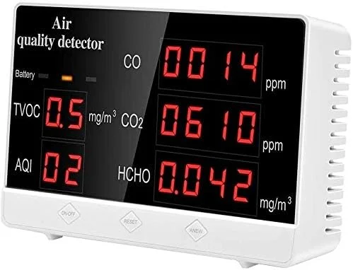 دستگاه سنجش کیفیت هوا، تستر دقیق برای دی اکسید کربن، فرمالدهید (HCHO)، TVOC/AQI، گاز چند منظوره هوا برای خانه، دفتر و مناسبت های مختلف دستگاه سنجش کیفیت هوا، تستر دقیق برای دی اکسید کربن، فرمالدهید (HCHO)، TVOC/AQI، گاز چند منظوره هوا برای خانه، دفتر و مناسبت های مختلف