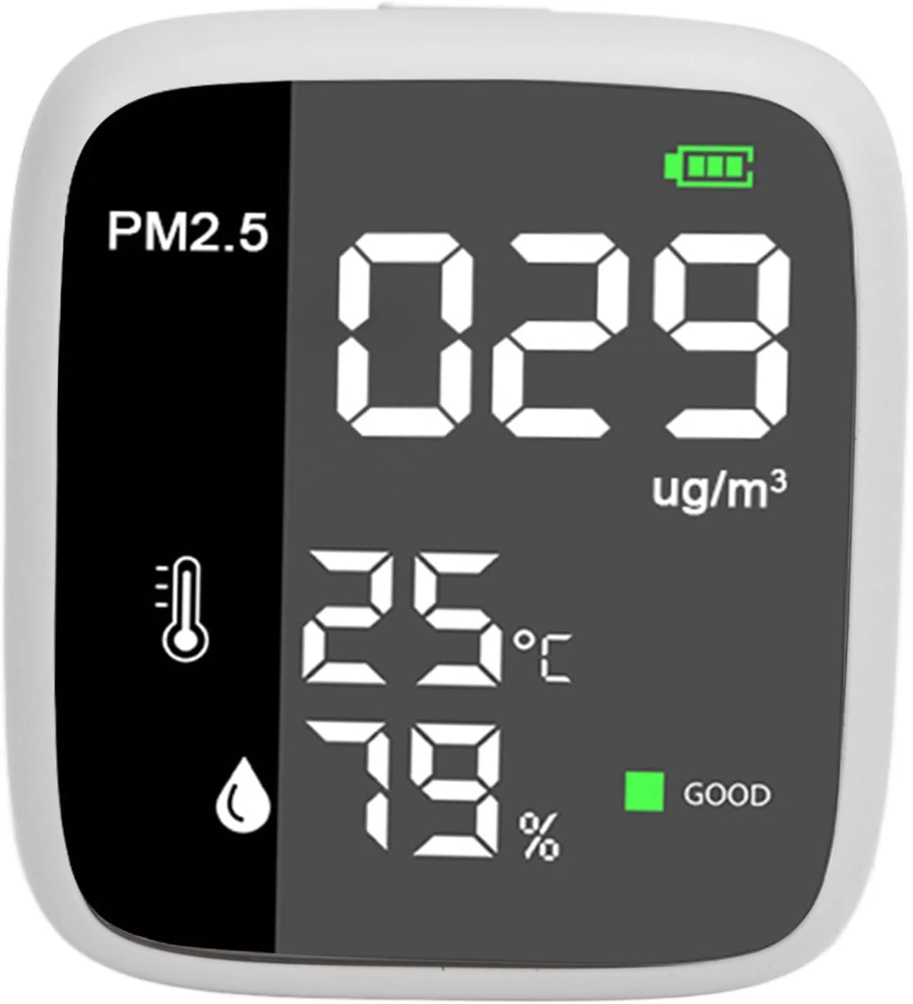 دستگاه سنجش کیفیت هوا PM2.5، تحلیل دقیق و بادوام، سنسور هوشمند قابل حمل کیفیت هوا با هشدار خانگی دستگاه سنجش کیفیت هوا PM2.5، تحلیل دقیق و بادوام، سنسور هوشمند قابل حمل کیفیت هوا با هشدار خانگی