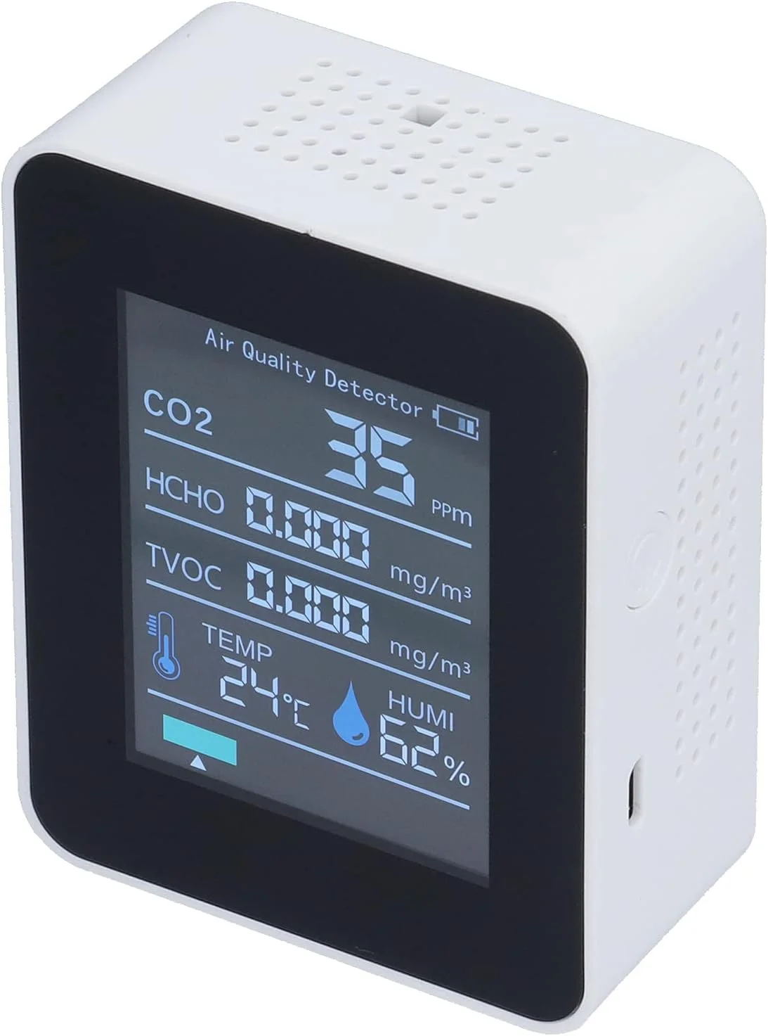مانیتور کیفیت هوا، نمایشگر رنگی هوشمند با زمان واقعی، سیستم هشدار واضح، آشکارساز قابل حمل برای خانه و محل کار، جنس ABS (سفید) مانیتور کیفیت هوا، نمایشگر رنگی هوشمند با زمان واقعی، سیستم هشدار واضح، آشکارساز قابل حمل برای خانه و محل کار، جنس ABS (سفید)