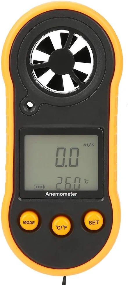 بادسنج دیجیتال LCD مدل QIVGXBO GM818، سرعت سنج باد دستی، تستر سرعت هوا Leunlee