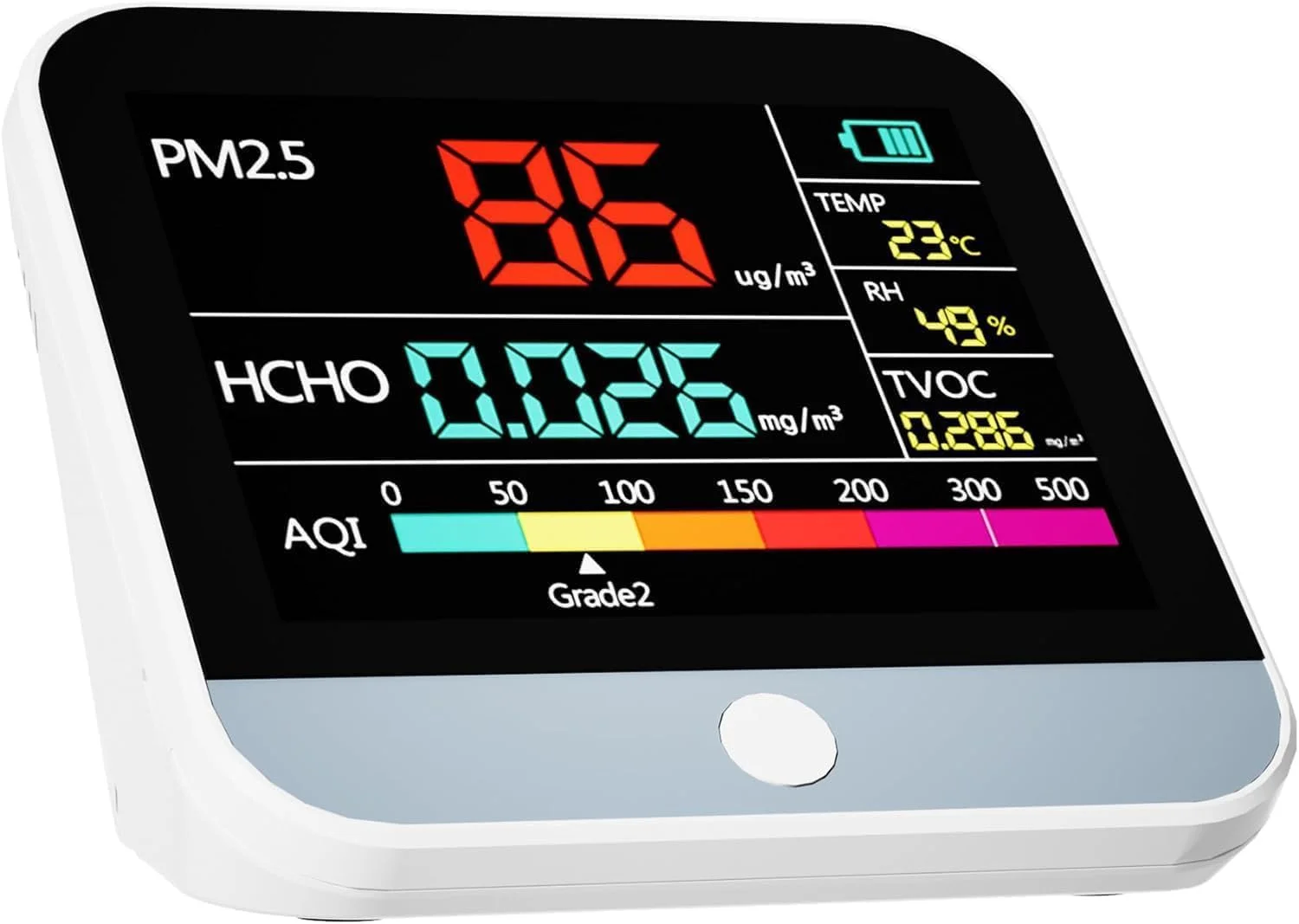 دستگاه سنجش کیفیت هوا 13 در 1 حرفه ای، PM2.5/PM1/PM10/دما/فرمالدئید/رطوبت/TVOC و 6AQI با آلارم هشدار، قابل حمل و آسان برای استفاده در خانه، ماشین، دفتر، مدرسه