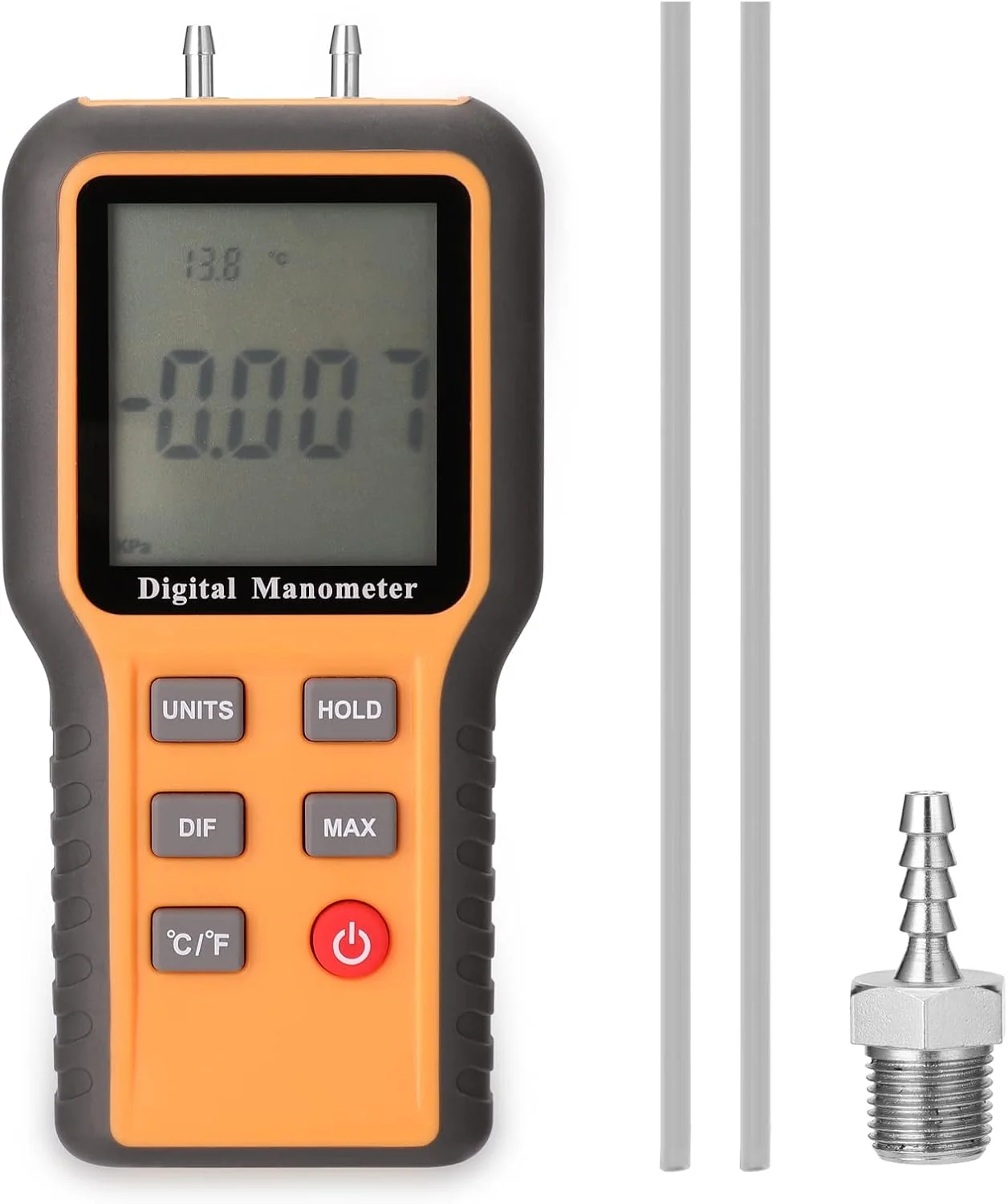 مانومتر دیجیتال QAHM با صفحه نمایش LCD، قابل تعویض بین ℃ و ℉، دارای 12 واحد فشار، ابزار قابل تنظیم برای اندازه گیری دمای داخلی و اندازه گیری فشار لوله ها