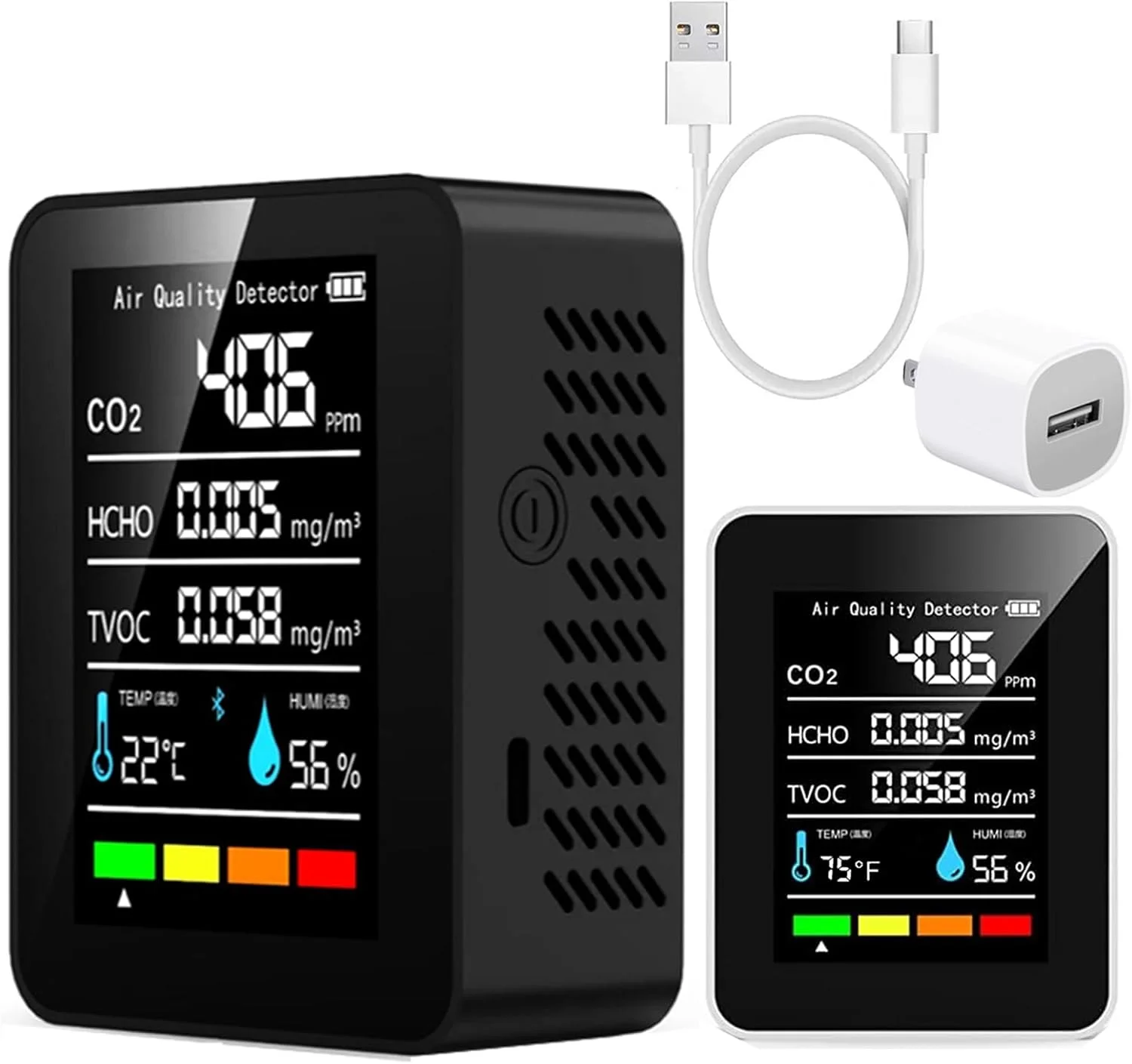 دستگاه سنجش کیفیت هوای داخل خانه 5 در 1، ردیاب حرفه ای قابل حمل و شمارنده دقیق ذرات دی اکسید کربن، TVOC، HCHO، رطوبت و دما، برای خانه، مدرسه، هتل، دفتر (مشکی) دستگاه سنجش کیفیت هوای داخل خانه 5 در 1، ردیاب حرفه ای قابل حمل و شمارنده دقیق ذرات دی اکسید کربن، TVOC، HCHO، رطوبت و دما، برای خانه، مدرسه، هتل، دفتر (مشکی)