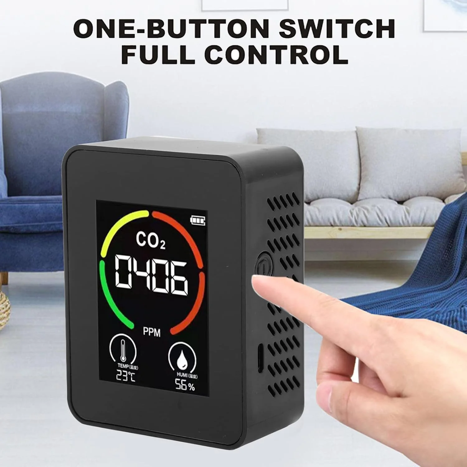 مانیتور کیفیت هوا داخلی، ردیاب قابل حمل CO2، دماسنج رطوبت سنج، تستر کیفیت هوا با شارژ USB برای خانه، مدرسه، دفتر