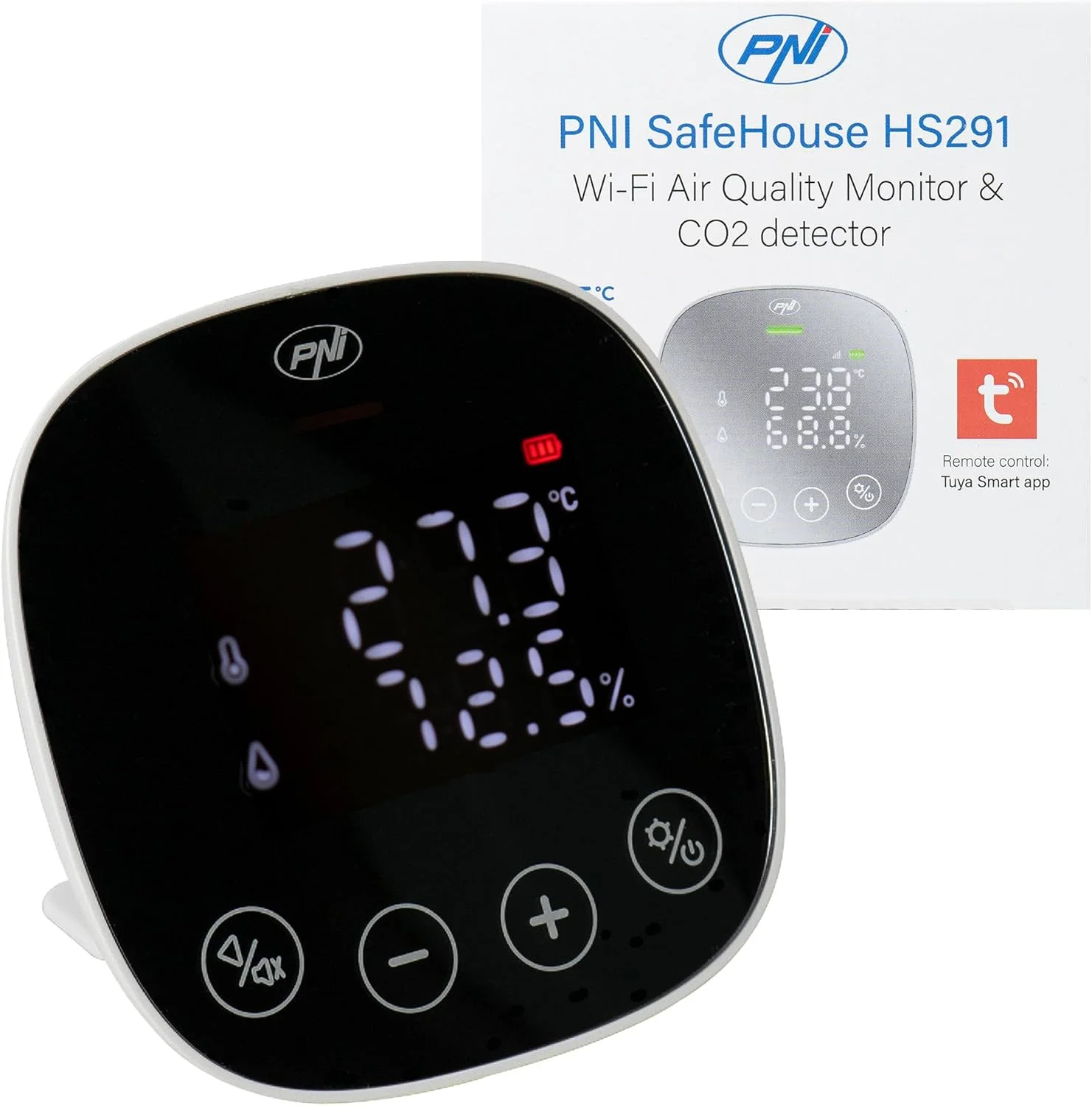 مانیتور کیفیت هوا PNI PNI-HS291 | کنترل از طریق Wi-Fi | CO2، دما، رطوبت | باتری پشتیبان | آلارم تصویری و صوتی، 3.7 ولت، 90 X 90 X 25 مانیتور کیفیت هوا PNI PNI-HS291 | کنترل از طریق Wi-Fi | CO2، دما، رطوبت | باتری پشتیبان | آلارم تصویری و صوتی، 3.7 ولت، 90 X 90 X 25