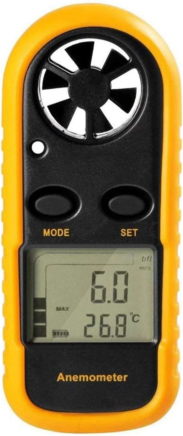 بادسنج دیجیتال دستی PEPDRO با صفحه نمایش LCD برای اندازه گیری سرعت باد و دما