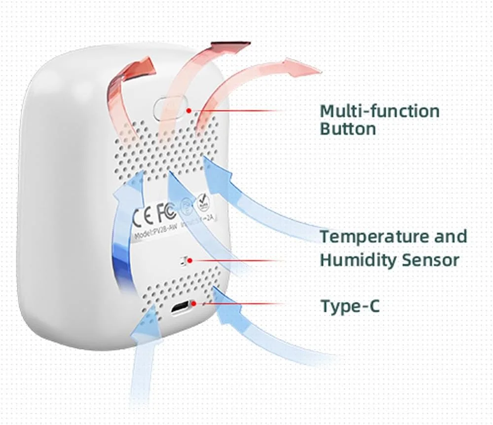 دستگاه تست کیفیت هوا قابل حمل Pepisky با نمایشگر LED، چند منظوره، سنسور ذرات، تست دما و رطوبت، کنترل از طریق اپلیکیشن موبایل دستگاه تست کیفیت هوا قابل حمل Pepisky با نمایشگر LED، چند منظوره، سنسور ذرات، تست دما و رطوبت، کنترل از طریق اپلیکیشن موبایل