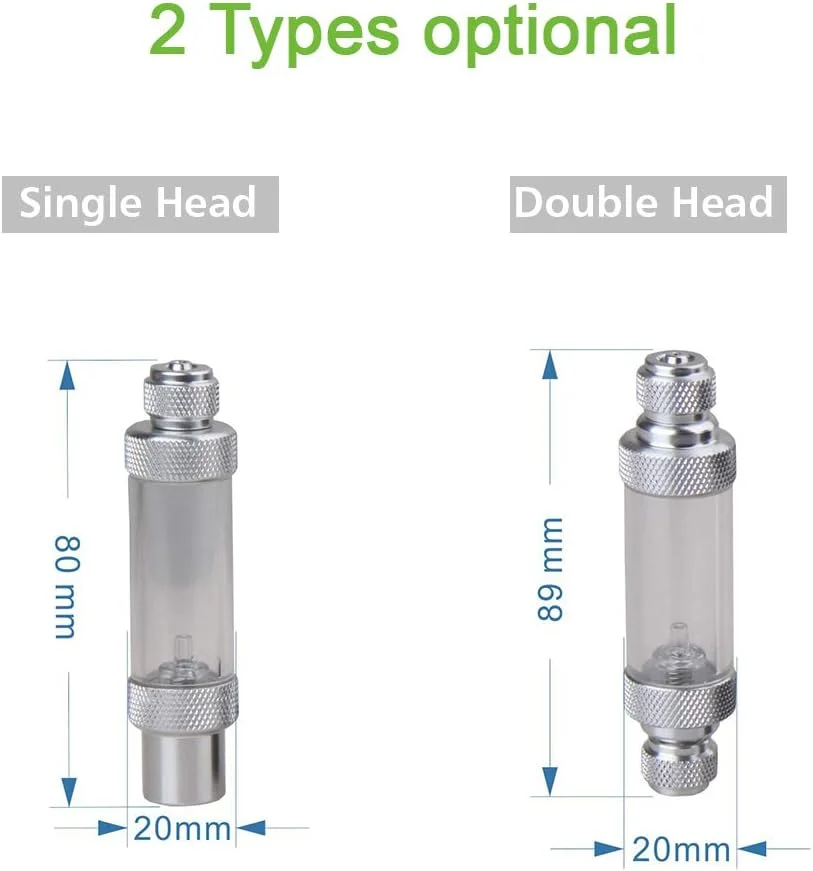 حباب شمار CO2 آلیاژ آلومینیوم Pedkit با شیر یک طرفه برای دستگاه اندازه گیری دی اکسید کربن آکواریوم، دو سر