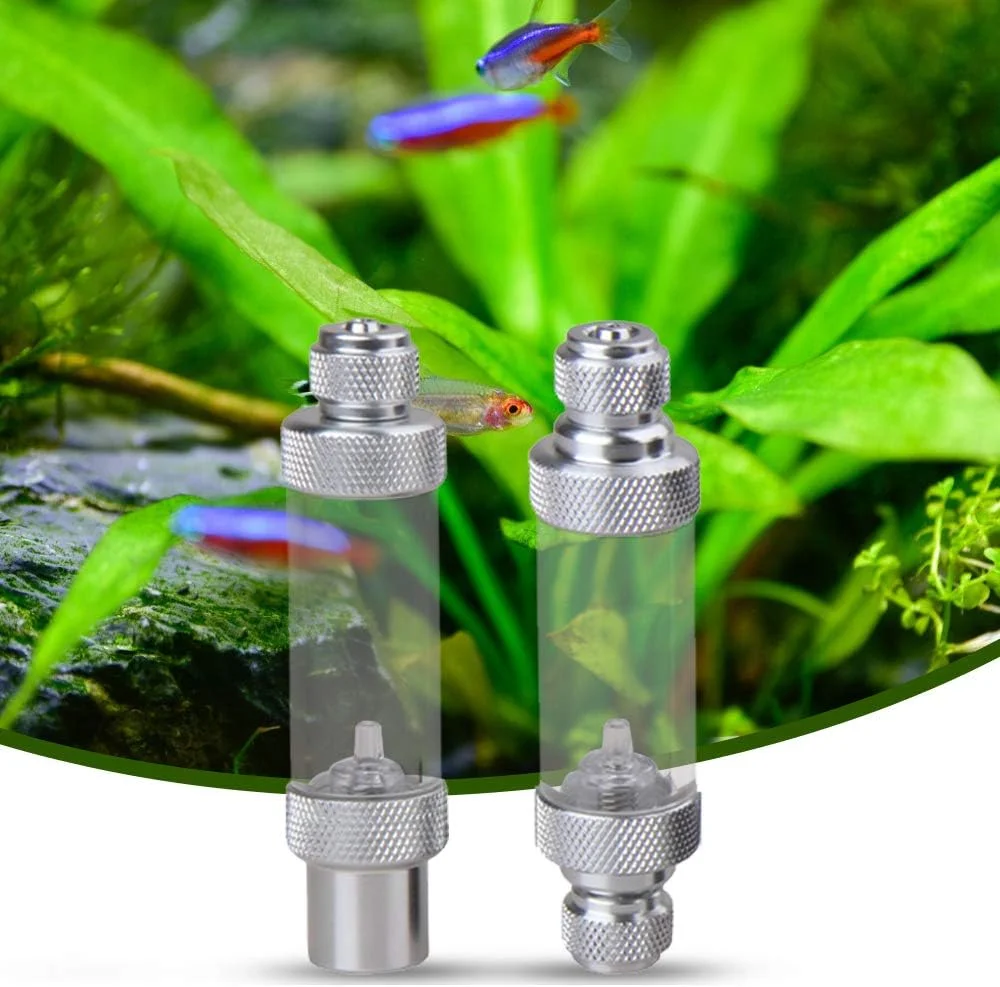 شمارنده حباب CO2 آلیاژ آلومینیوم Pedkit با شیر یک طرفه برای دستگاه اندازه گیری دی اکسید کربن آکواریوم، دو سر