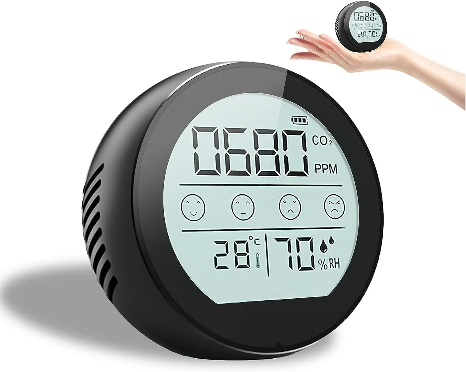 دستگاه مانیتور CO2 کوچک NOCTINGALE، آنالیزور 3 در 1 قابل حمل دی اکسید کربن، دما و رطوبت، سنسور شیک و بسیار دقیق CO2، مانیتور کیفیت هوا برای مسافرت های داخل خانه