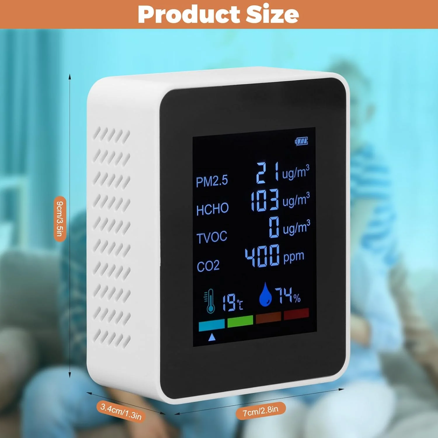 دستگاه سنجش کیفیت هوا 6 در 1 چند منظوره plplaaoo، تستر کیفیت هوا، دستگاه سنجش CO2، دماسنج و رطوبت سنج داخلی، دستگاه سنجش PM2.5 TVOC HCHO شارژ USB (1200mAh)، مانیتور CO2 دستگاه سنجش کیفیت هوا 6 در 1 چند منظوره plplaaoo، تستر کیفیت هوا، دستگاه سنجش CO2، دماسنج و رطوبت سنج داخلی، دستگاه سنجش PM2.5 TVOC HCHO شارژ USB (1200mAh)، مانیتور CO2