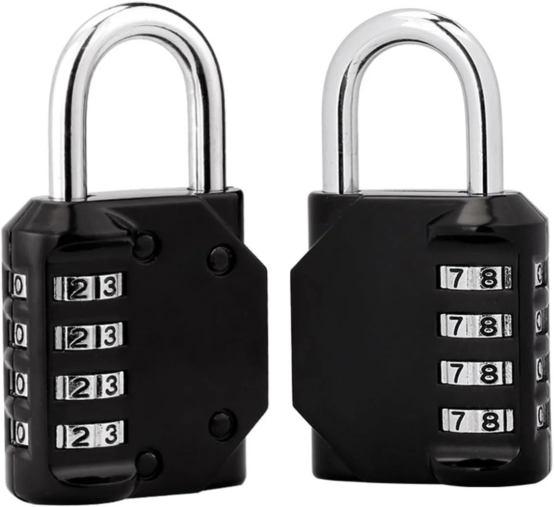 قفل ترکیبی ECVV با رمز 4 رقمی، قفل امنیتی چمدان، قفل سنگین، قفل بدون کلید ضد آب و هوا برای فضای باز، باشگاه، مدرسه، گاراژ، انبار - مشکی