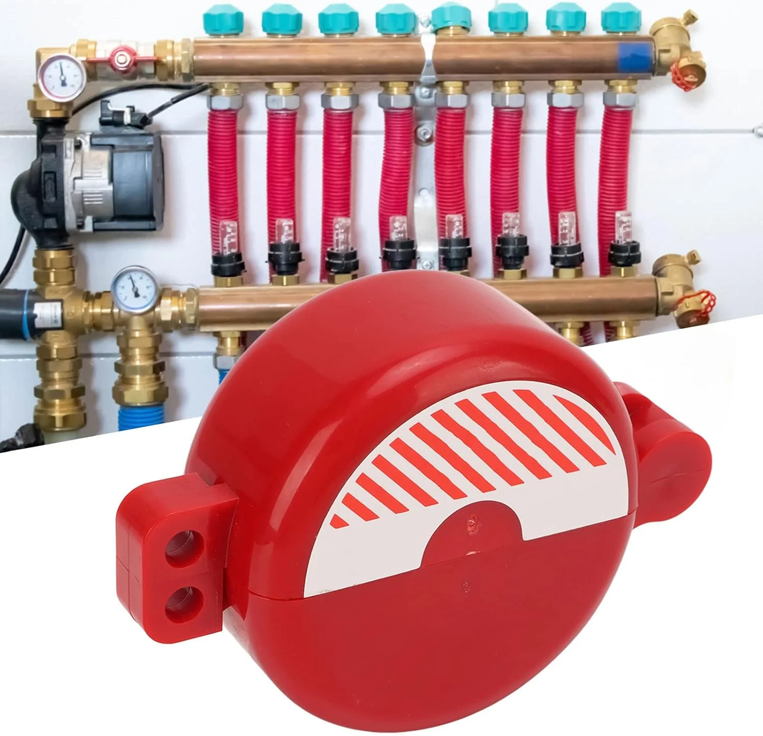 قفل شیر آب Ejoyous و قفل ایمنی، قفل کننده شیر دروازه ایمنی بالا برای شیر سیلندر گاز اکسیژن صنعتی در فضای باز