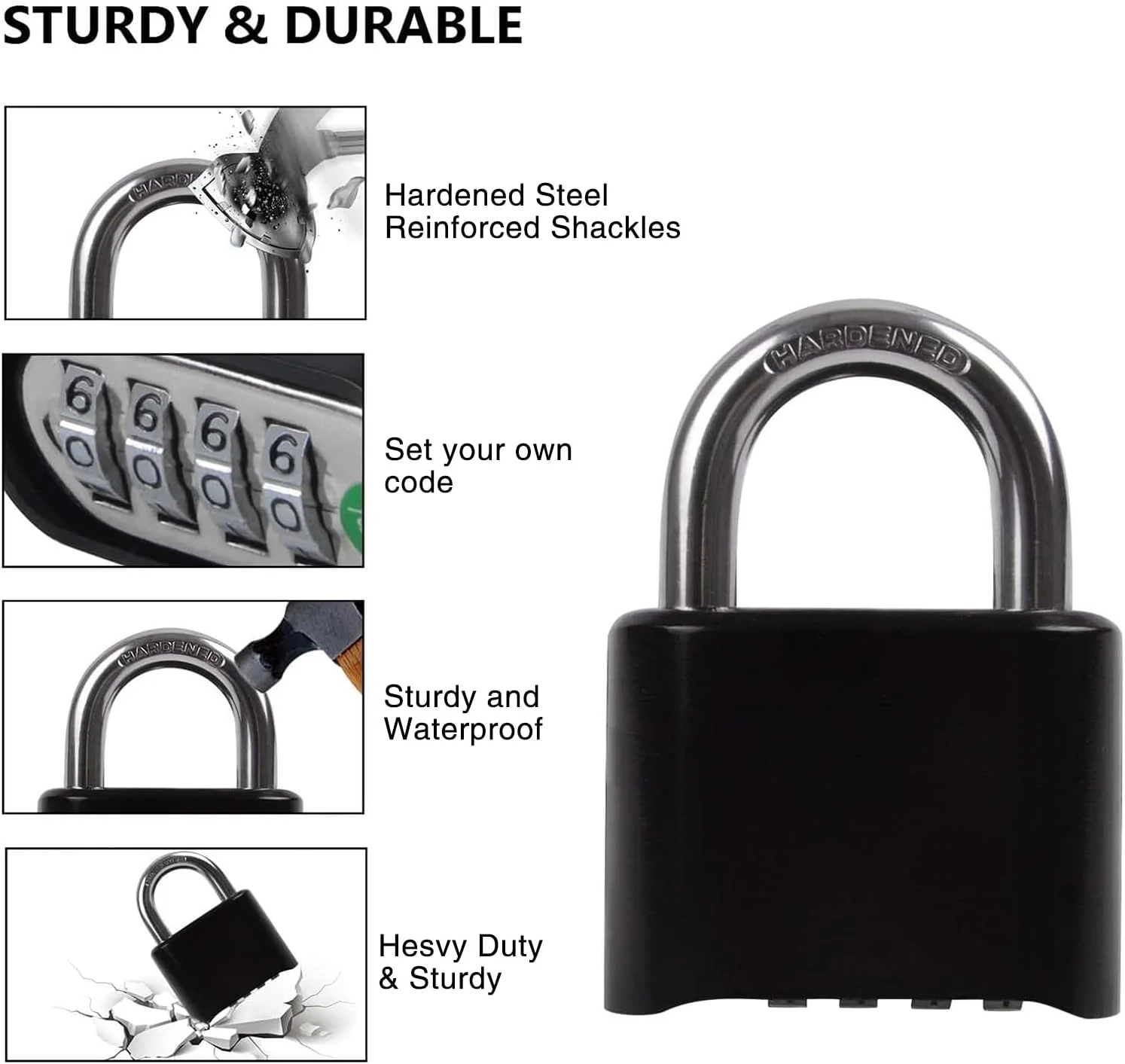قفل ترکیبی CyanCloud، قفل ترکیبی 4 رقمی، قفل امنیتی سنگین، امنیت کد، قفل رمزی، قفل چمدان، قفل مقاوم در برابر خوردگی برای باشگاه، کمد مدرسه، سوله، گاراژ