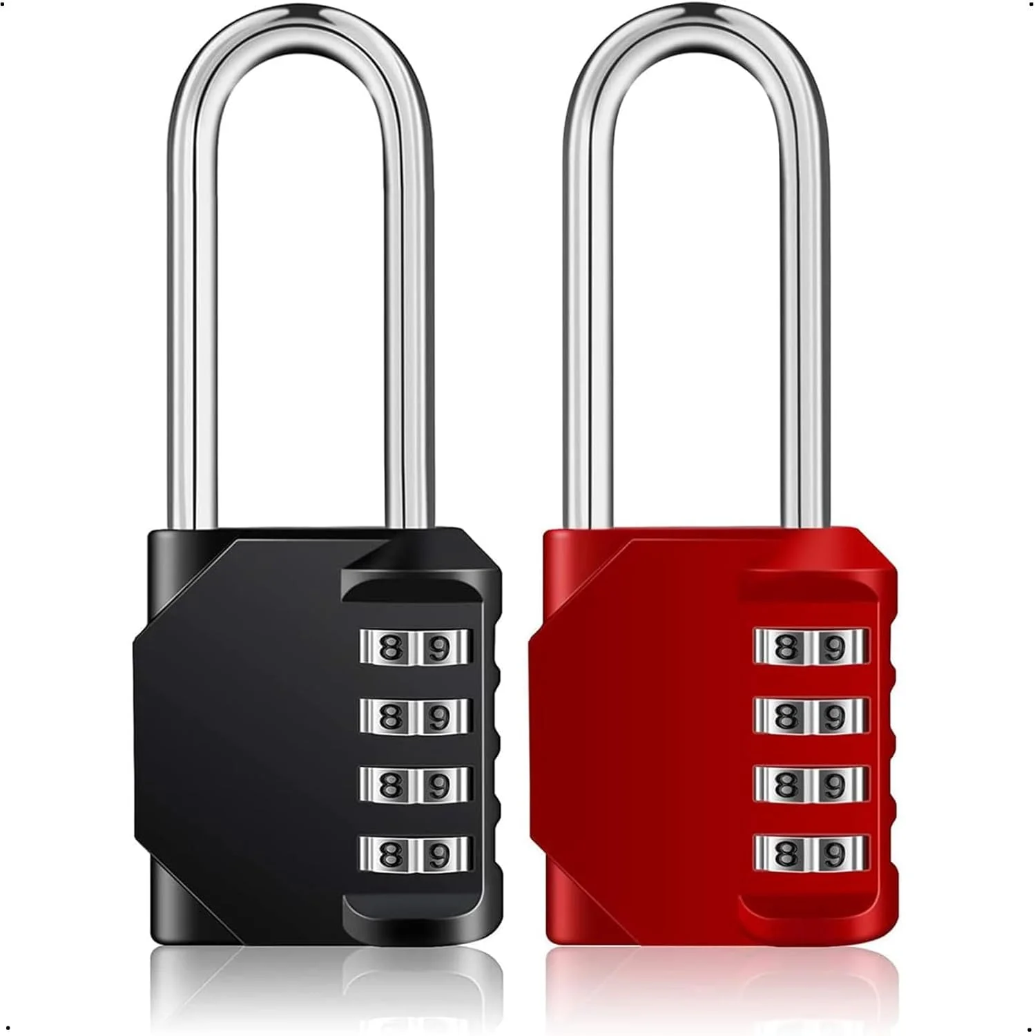 قفل ترکیبی بولیوی، بسته 2 عددی قفل رمزی ضد آب و سنگین، قفل کمدهای دارای میله بلند 2.3 اینچی، مشکی و قرمز، قفل چمدان برای کمدهای مدرسه، باشگاه، حصار، دروازه