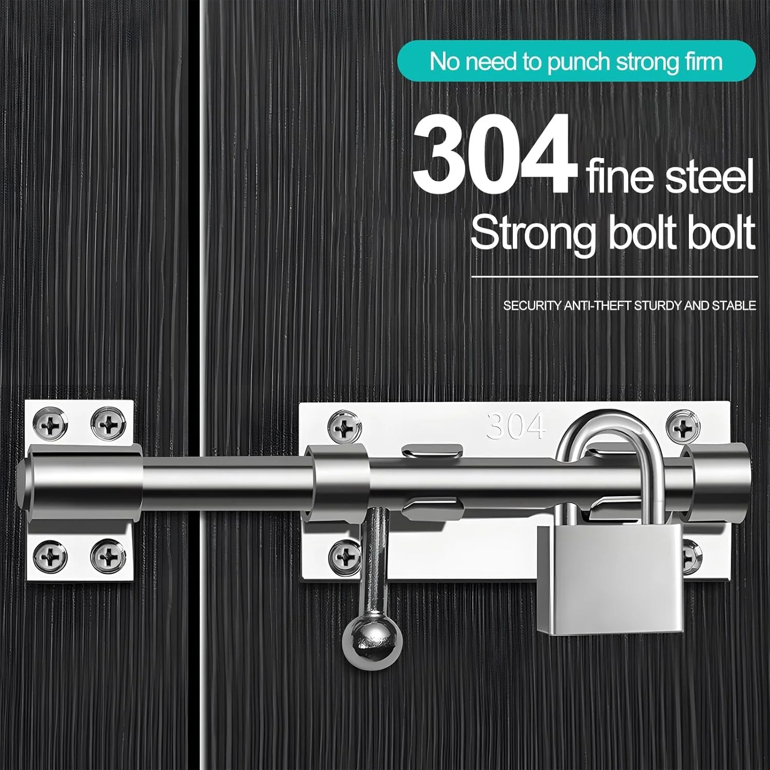 قفل کشویی سنگین 6 اینچی BIGTHREE – قفل امنیتی استیل ضد زنگ 304 برای دروازه ها، سوله ها و درب های انبار، دارای سوراخ قفل، مقاوم در برابر زنگ زدگی و شرایط آب و هوایی