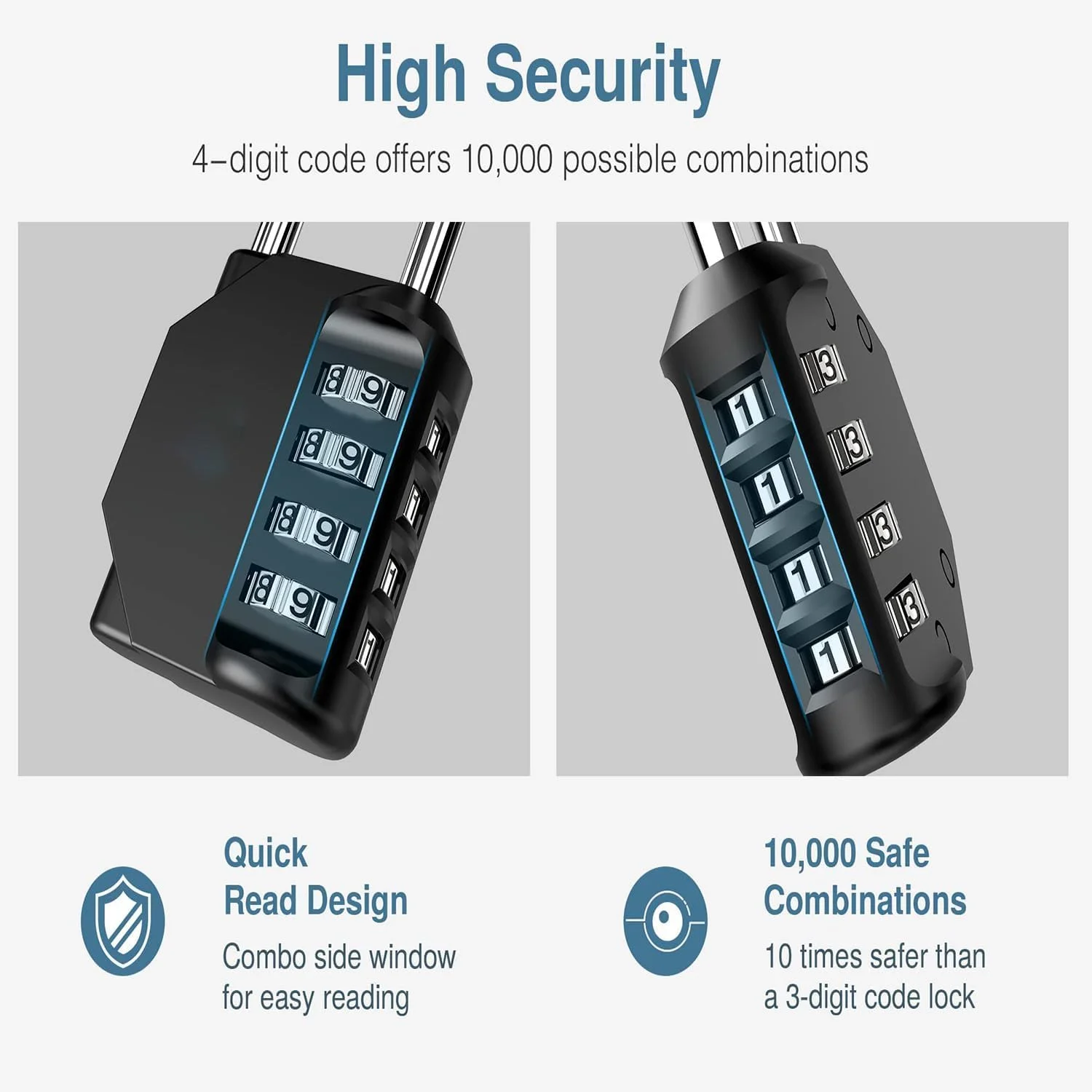 قفل ترکیبی بولیوی، بسته 2 عددی قفل رمزی ضد آب و سنگین، قفل کمدهای دارای میله بلند 2.3 اینچی، مشکی و قرمز، قفل چمدان برای کمدهای مدرسه، باشگاه، حصار، دروازه