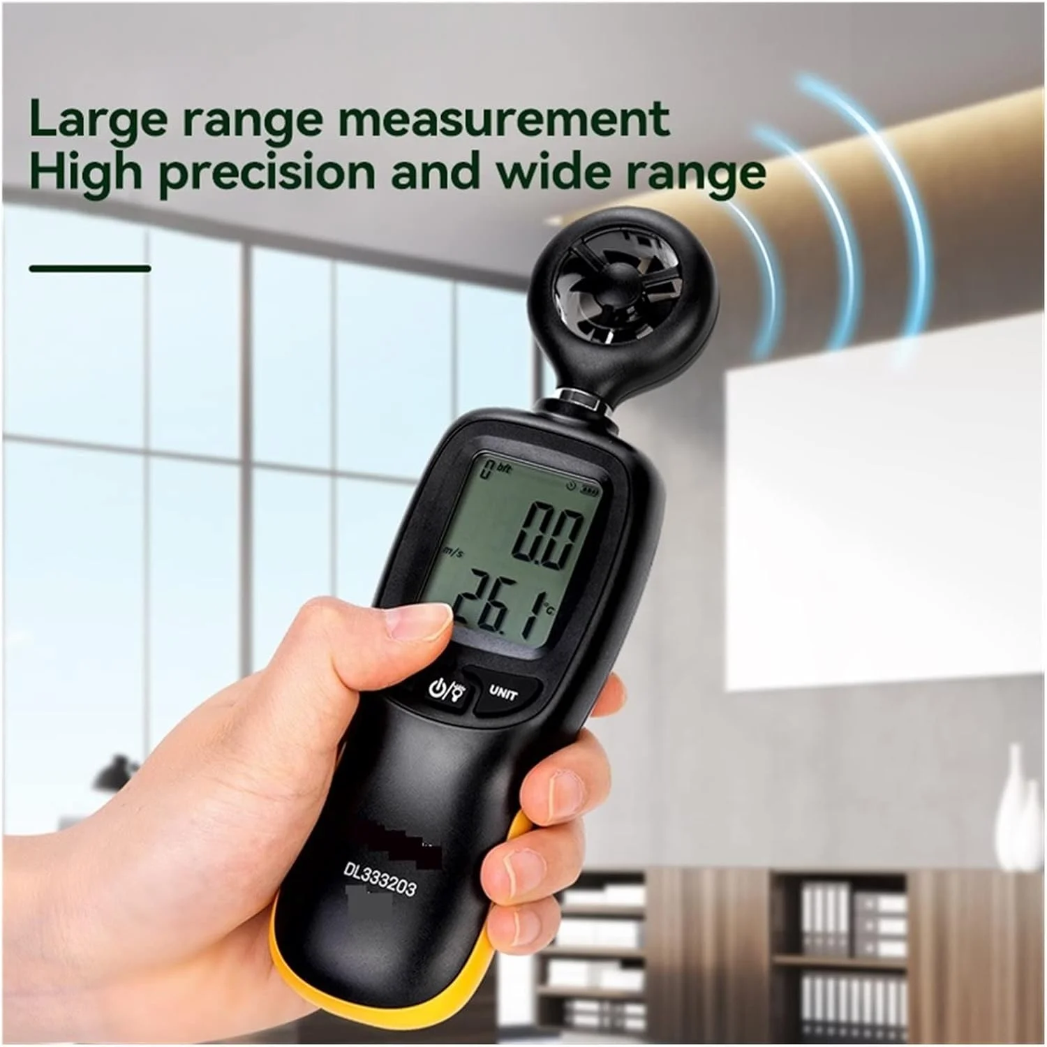 بادسنج LZFuiop، بادسنج دستی با دقت بالا، نمایشگر دیجیتال، ابزار تشخیص حجم هوای باد، مورد استفاده گسترده در کشاورزی، جنگلداری، محیط زیست