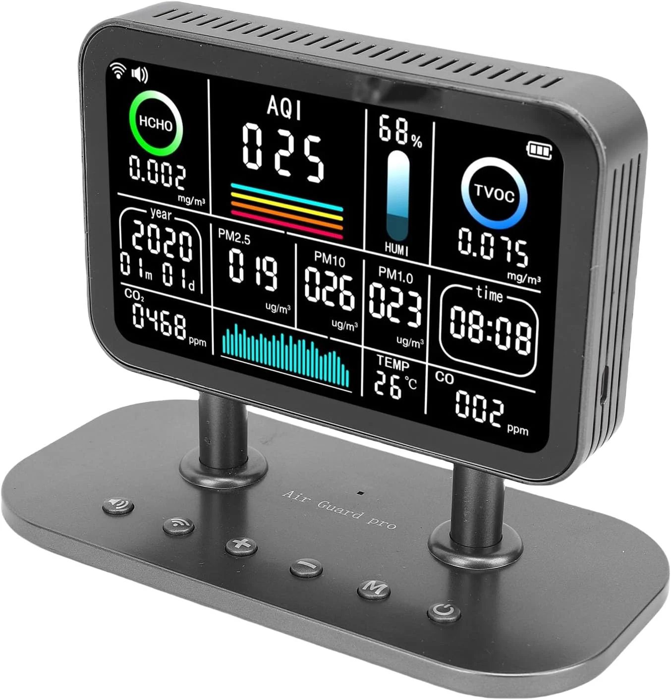 دستگاه سنجش کیفیت هوا Luocute، ردیاب هوشمند داخلی، 13 در 1 PM1.0 PM2.5 PM10 HCHO TVOC، مانیتور هوا با قابلیت ثبت داده برای خانه، دفتر و کارخانه
