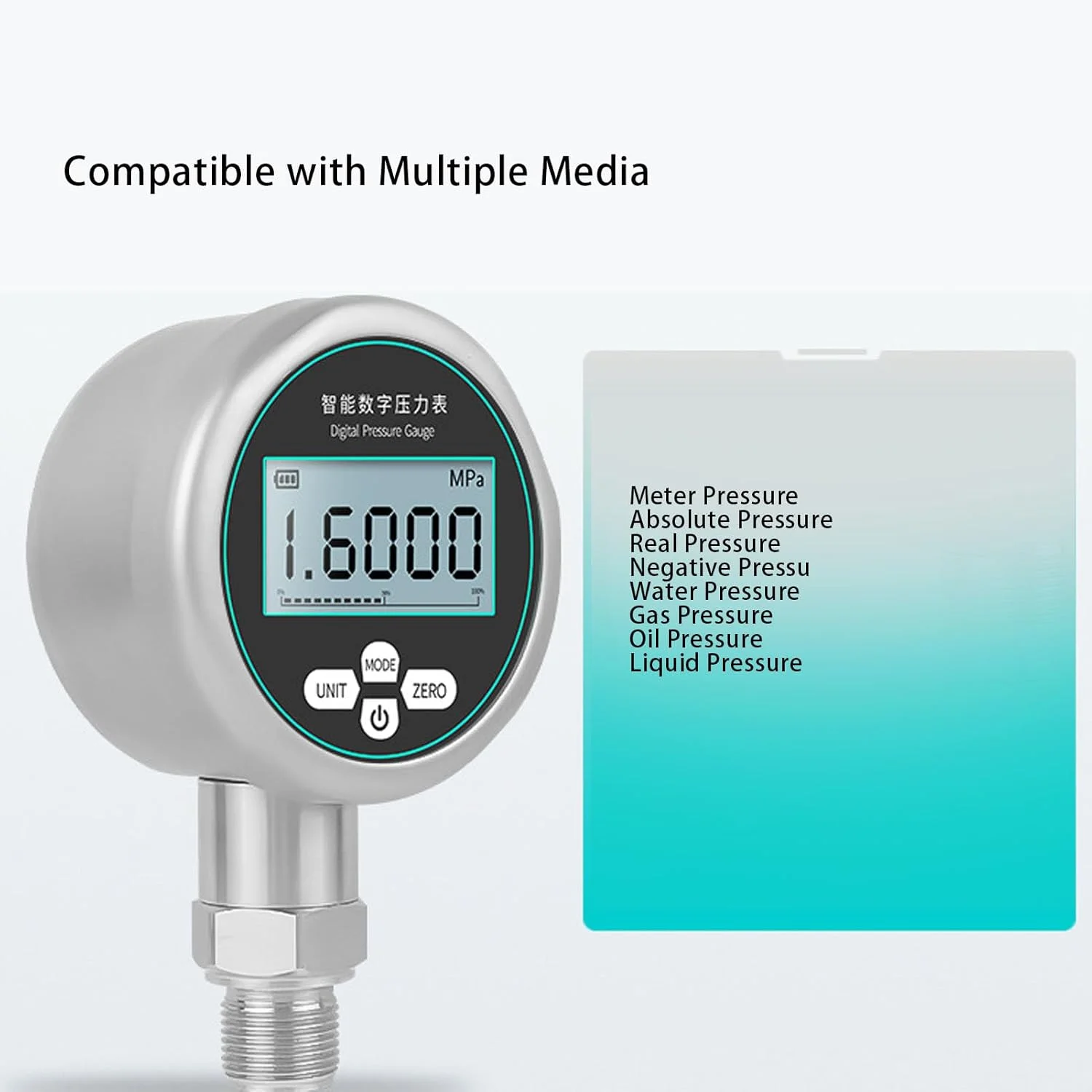 مانومتر دیجیتال Luqeeg، 5 رقمی دقیق، نمایشگر چند واحدی الکترونیکی، فشارسنج استیل ضد زنگ با رزوه پایین M20x1.5 برای گاز، آب، روغن، مایعات خالص و سایر رسانه ها مانومتر دیجیتال Luqeeg، 5 رقمی دقیق، نمایشگر چند واحدی الکترونیکی، فشارسنج استیل ضد زنگ با رزوه پایین M20x1.5 برای گاز، آب، روغن، مایعات خالص و سایر رسانه ها