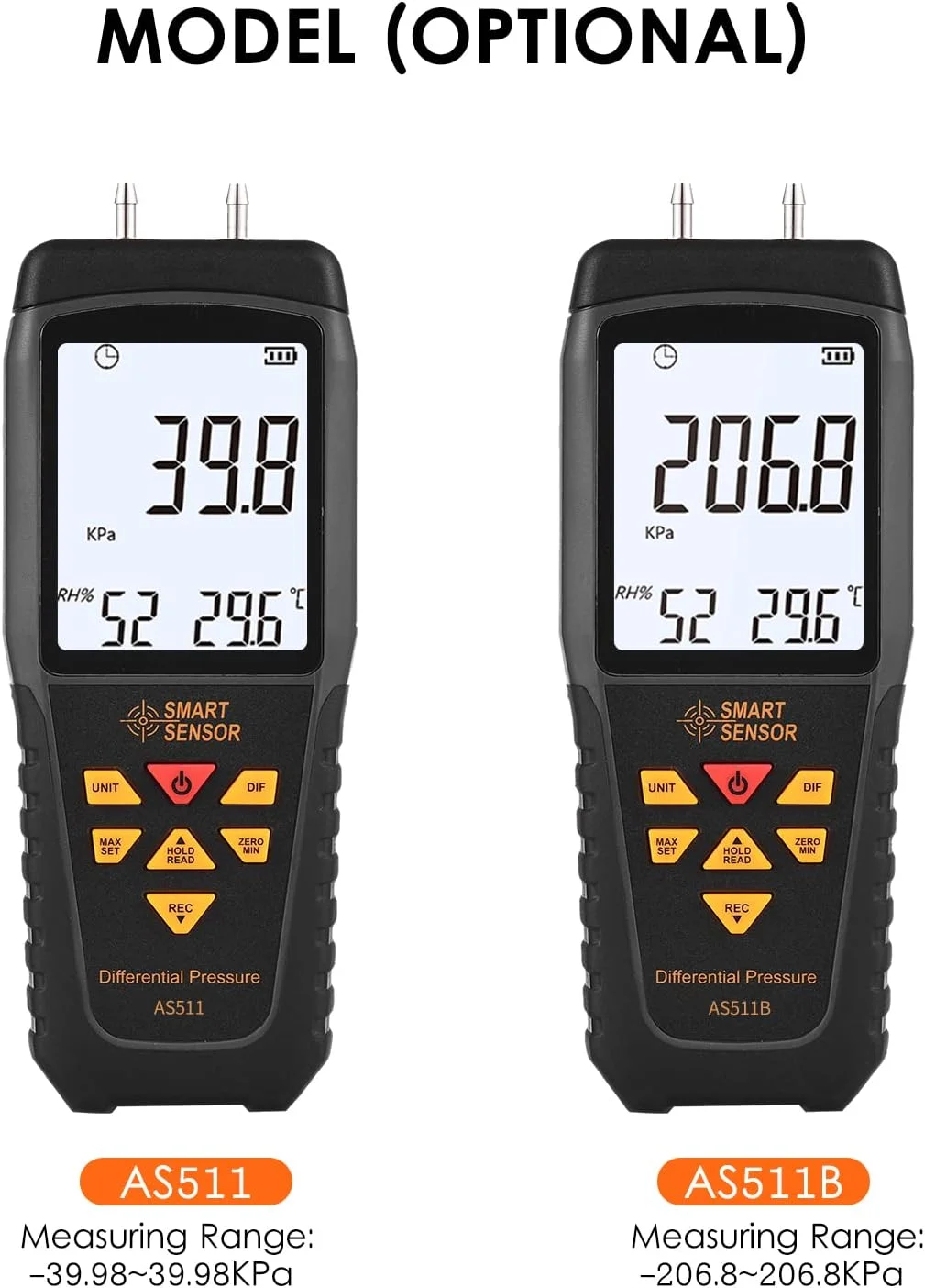 فشارسنج دیفرانسیل دیجیتال Labymos AS511 -39.98~39.98KPA مانومتر دو پورت تست کننده فشار گاز هوا با نور پس زمینه LCD پشتیبانی از اندازه گیری دما و رطوبت 12 واحد داده فشارسنج دیفرانسیل دیجیتال Labymos AS511 -39.98~39.98KPA مانومتر دو پورت تست کننده فشار گاز هوا با نور پس زمینه LCD پشتیبانی از اندازه گیری دما و رطوبت 12 واحد داده