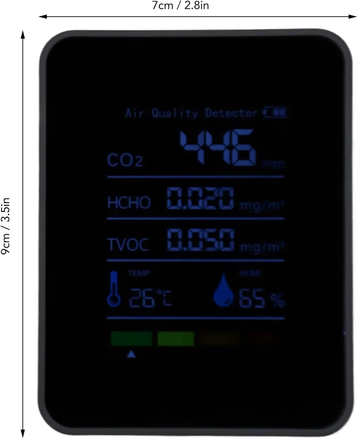 دستگاه سنجش کیفیت هوا KooingTech، دستگاه تشخیص مانیتور دی اکسید کربن 5 در 1، مانیتورهای دی اکسید کربن با صفحه نمایش LCD، دستگاه سنجش Hcho Tvoc Temp Humi 5 در 1 برای خانه، آشپزخانه، دفتر، ماشین