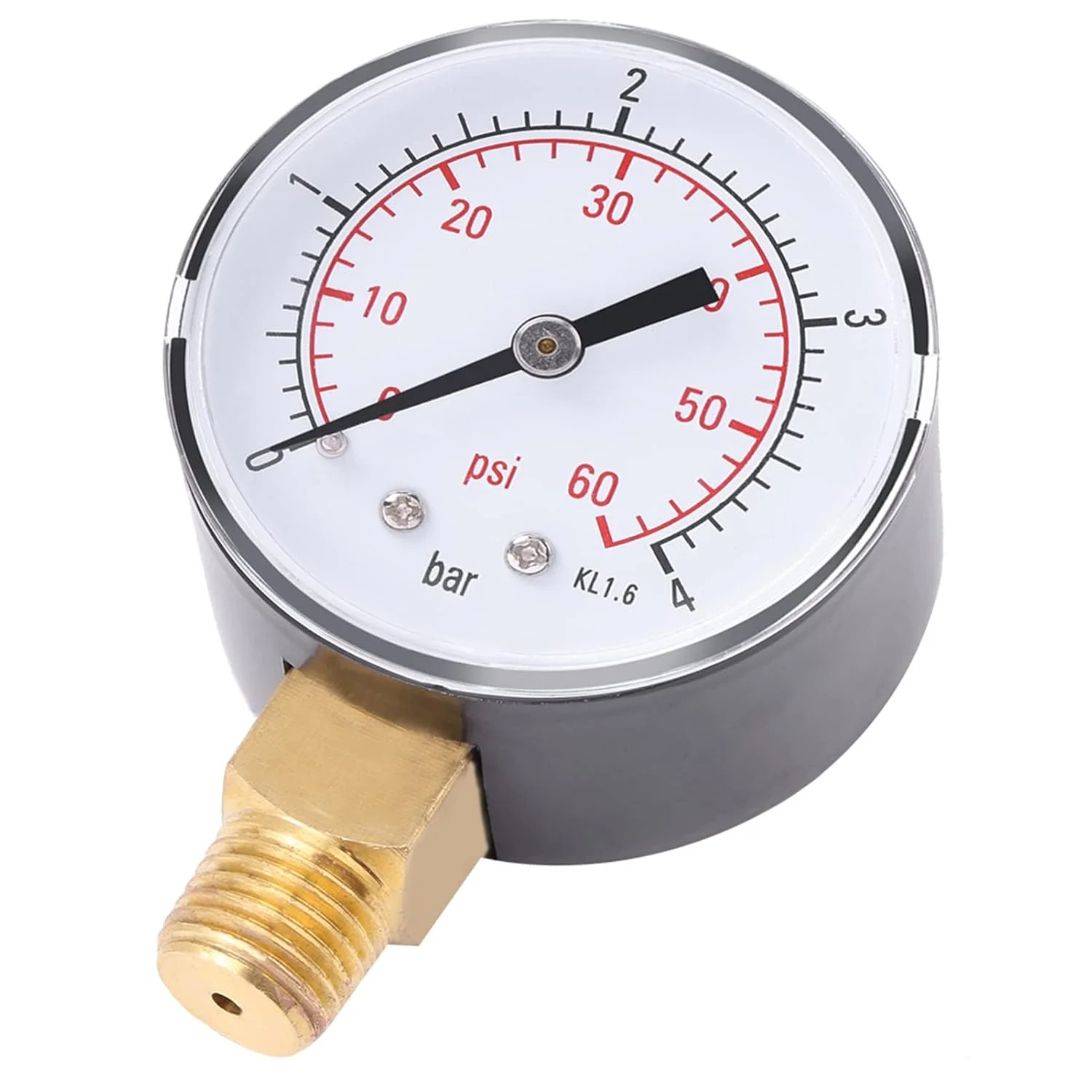 گیج فشار کوچک KOSDFOGE 0~4Bar/0~60Psi، 1/4 اینچ NPT، با مقیاس دوگانه برای سوخت، هوا، روغن یا آب