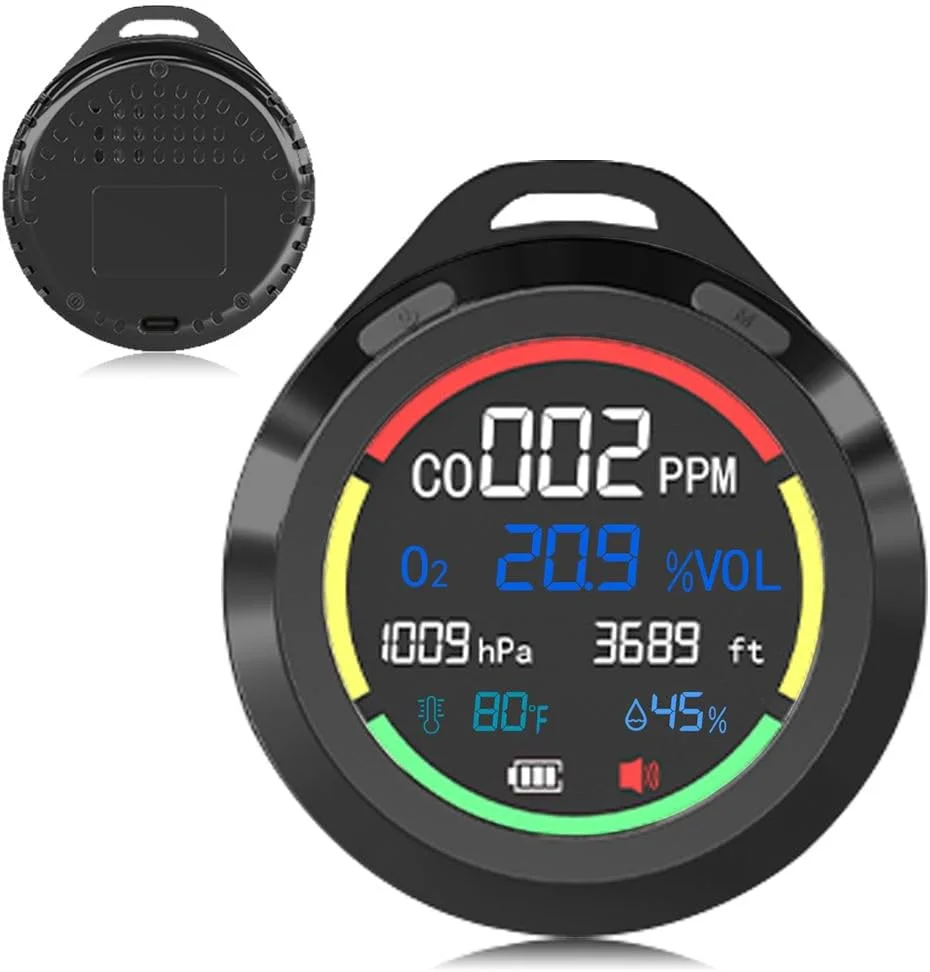 تستر کیفیت هوای قابل حمل 6 در 1 Joleritc PTO8 با تشخیص بلادرنگ با حسگرهای بسیار دقیق و باتری با ظرفیت بالا برای اندازه گیری پارامترهای جامع