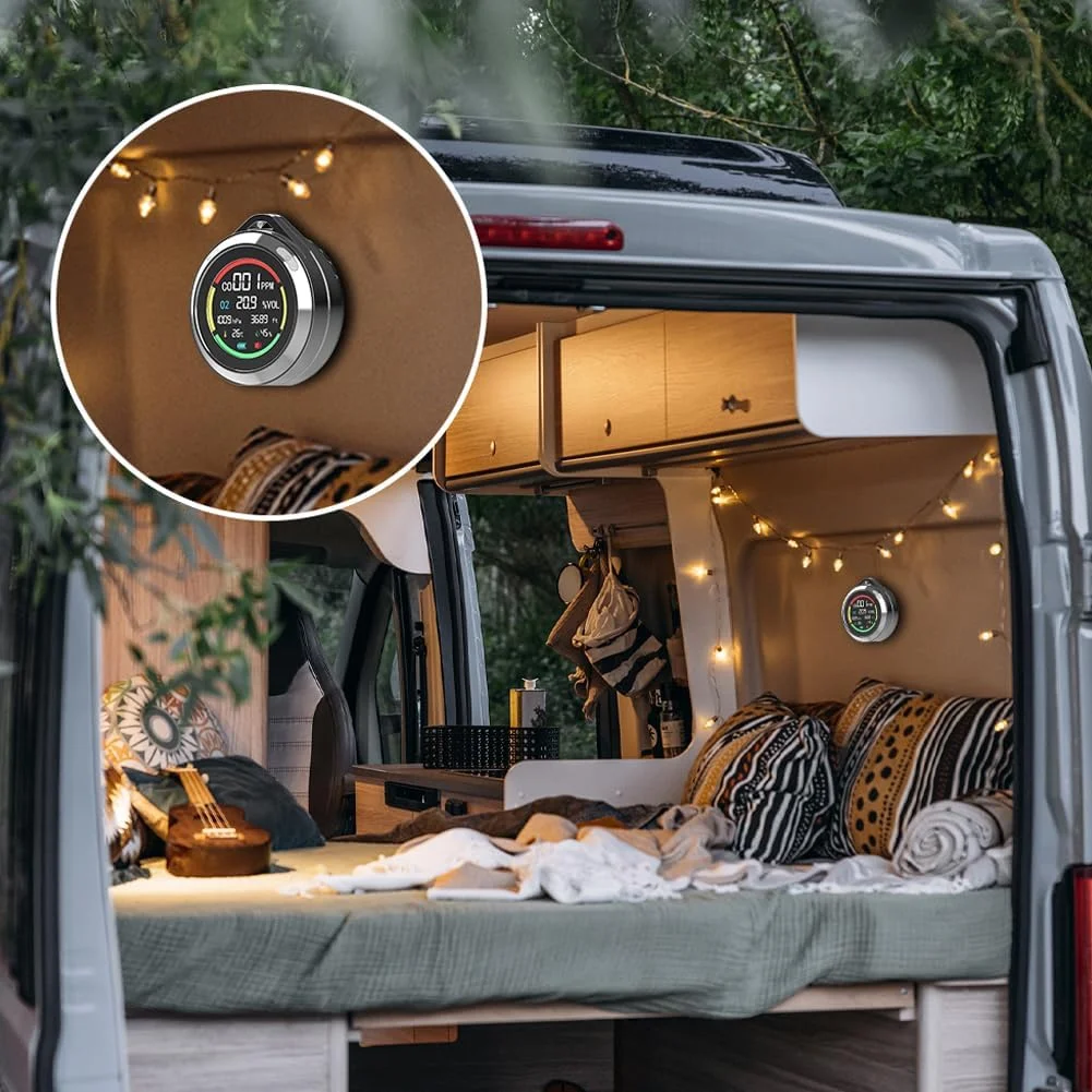 تستر کیفیت هوای قابل حمل 6 در 1 Joleritc PTO8 با تشخیص بلادرنگ با حسگرهای بسیار دقیق و باتری با ظرفیت بالا برای اندازه گیری پارامترهای جامع