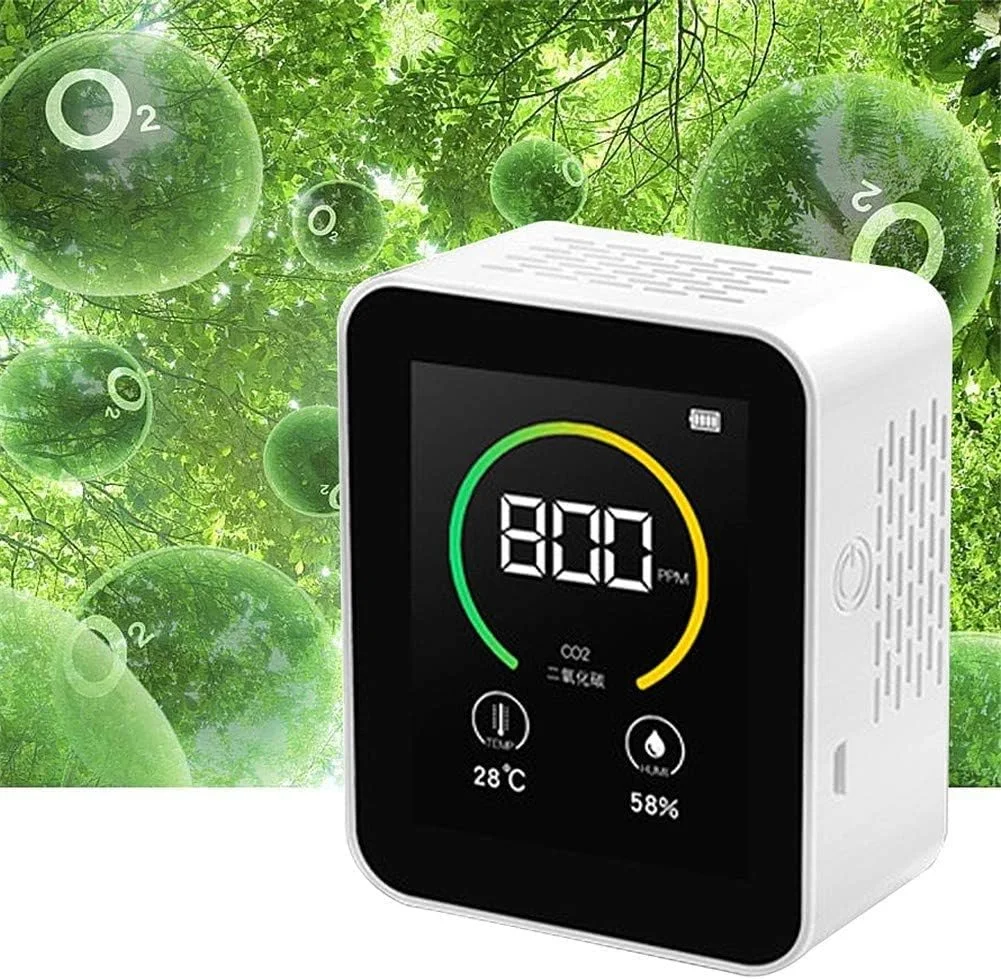 مانیتور کیفیت هوا JJJ CO2، رطوبت و دما، آلودگی داخلی، صفحه نمایش رنگی LCD، دستگاه سنجش دی اکسید کربن، آشکارساز گاز چند منظوره هوا