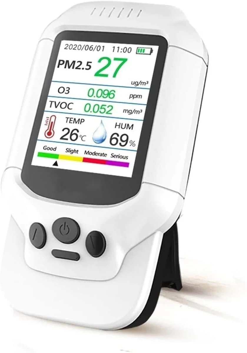 مانیتور کیفیت هوا JJJ 3°Amy، سنجش CO2 و ازن، تستر O3، آنالایزر گاز هوا، ردیاب غلظت ازن با سنسور ازن قابل حمل #a (رنگ: سفید) (رنگ: سفید)