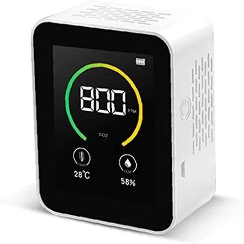 مانیتور رومیزی CO2 مدل JJJ 3 در 1، سنجش کیفیت هوای داخل ساختمان، دی اکسید کربن، رطوبت و دما، نمایشگر درجه سانتیگراد/فارنهایت (رنگ: سفید)
