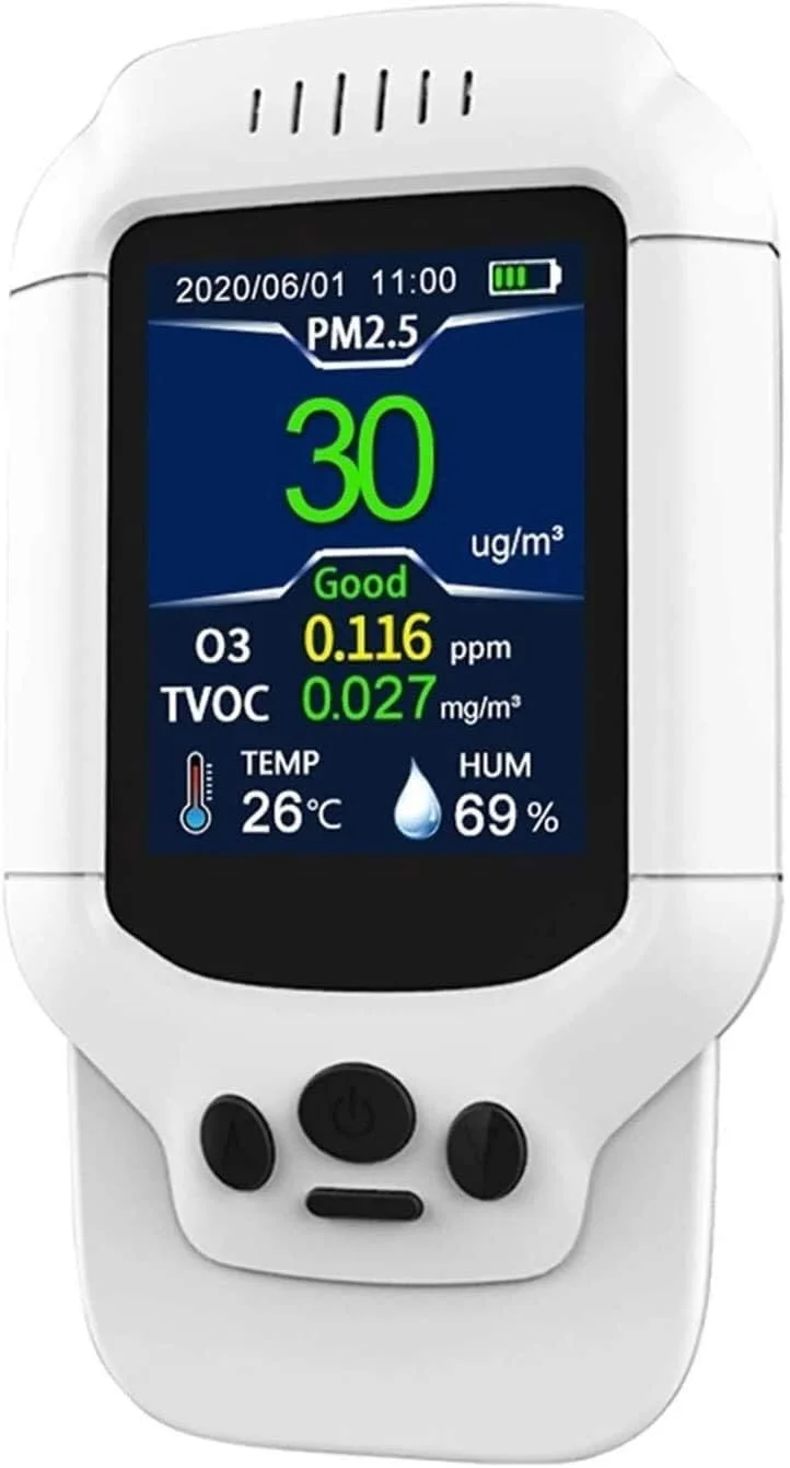 مانیتور کیفیت هوا JJJ 3°Amy، سنجش CO2 و ازن، تستر O3، آنالایزر گاز هوا، ردیاب غلظت ازن با سنسور ازن قابل حمل #a (رنگ: سفید) (رنگ: سفید)
