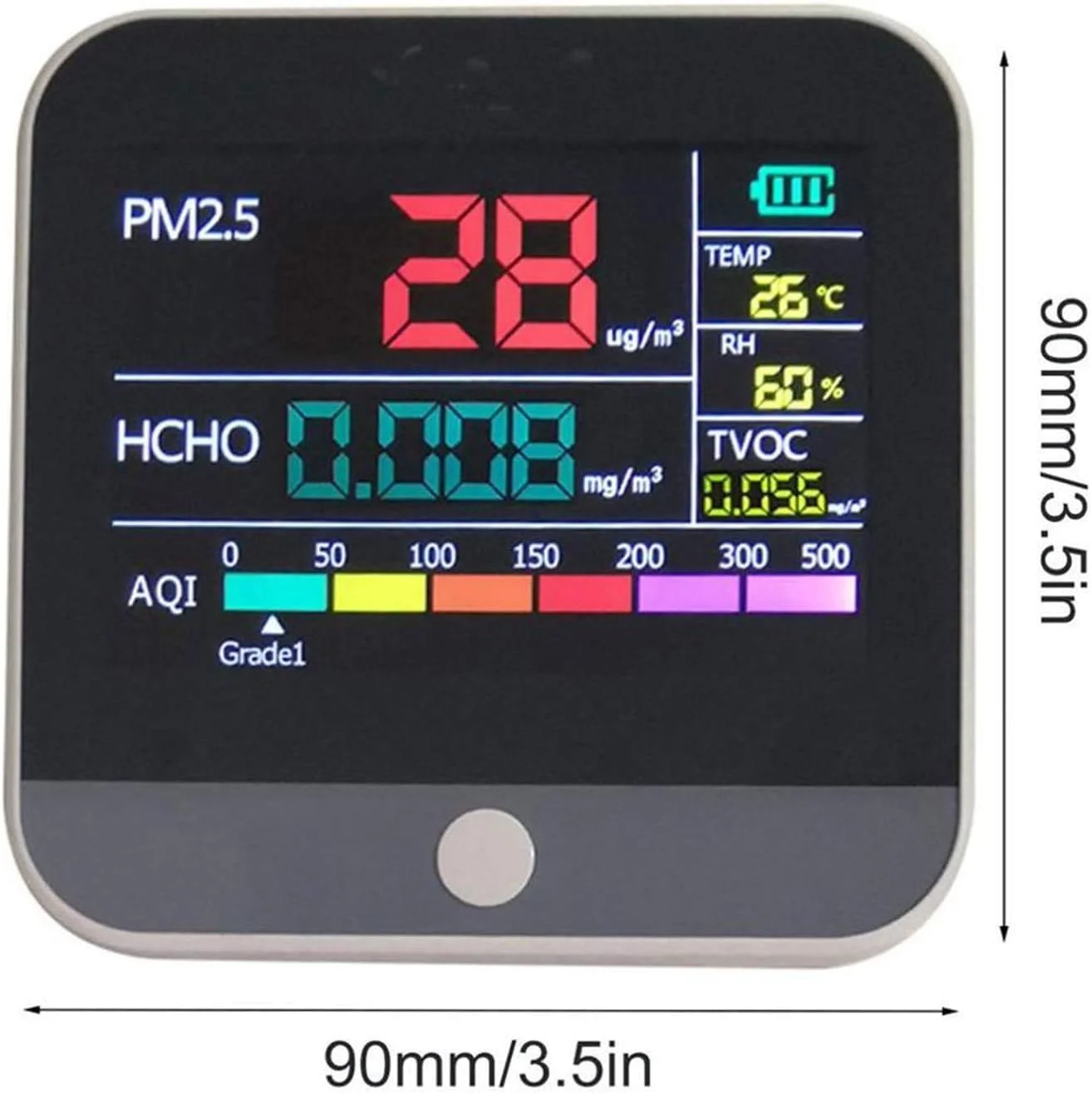 آنالایزر گاز داخلی JJJ، آشکارساز تست فرمالدئید (HCHO) TVOC PM2.5، مانیتور کیفیت آلودگی هوا، دماسنج/رطوبت سنج