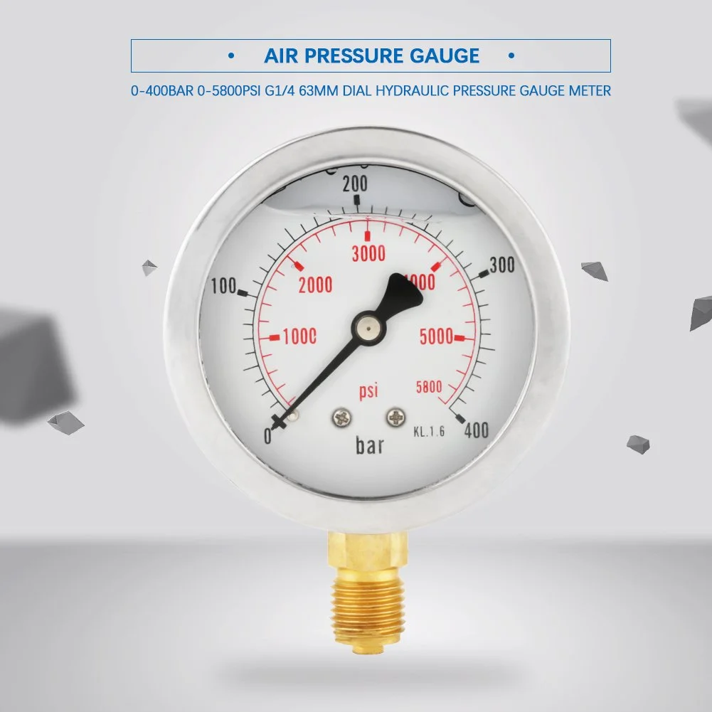 فشارسنج هیدرولیک دو مقیاسی Jectse G1 / 4 0-400BAR 0-5800PSI، فشارسنج چند منظوره برای اندازه گیری بار/PSI