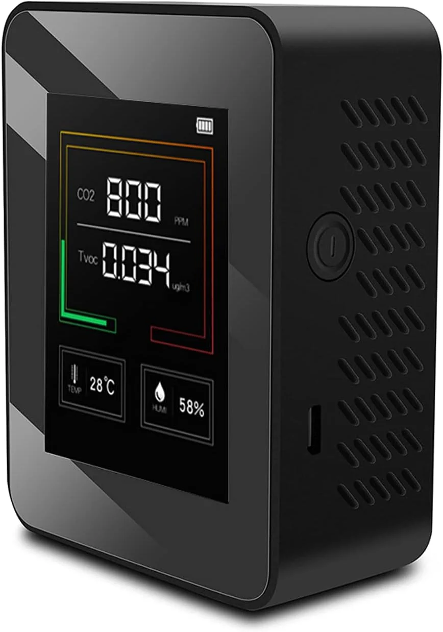 تستر کیفیت هوا چند منظوره Irovami K03 برای مصارف خانگی، نمایشگر LCD با نور پس زمینه، سنجش دما، رطوبت و CO2