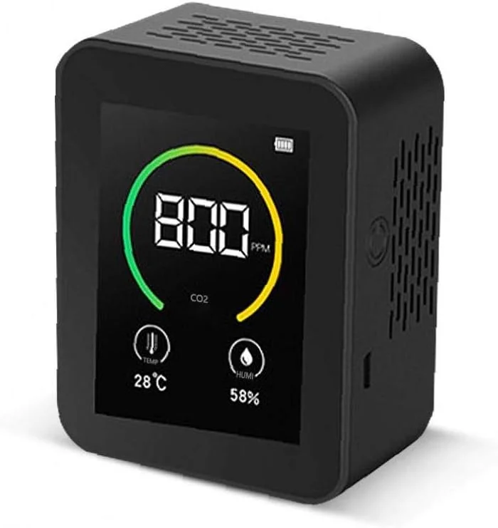 مانیتور رومیزی CO2 3 در 1، سنجش کیفیت هوای داخل خانه ppm دی اکسید کربن/رطوبت/دما درجه سانتیگراد/فارنهایت، مناسب برای خانه/دفتر/آزمایشگاه/اتاق خواب/کلاس درس - مشکی