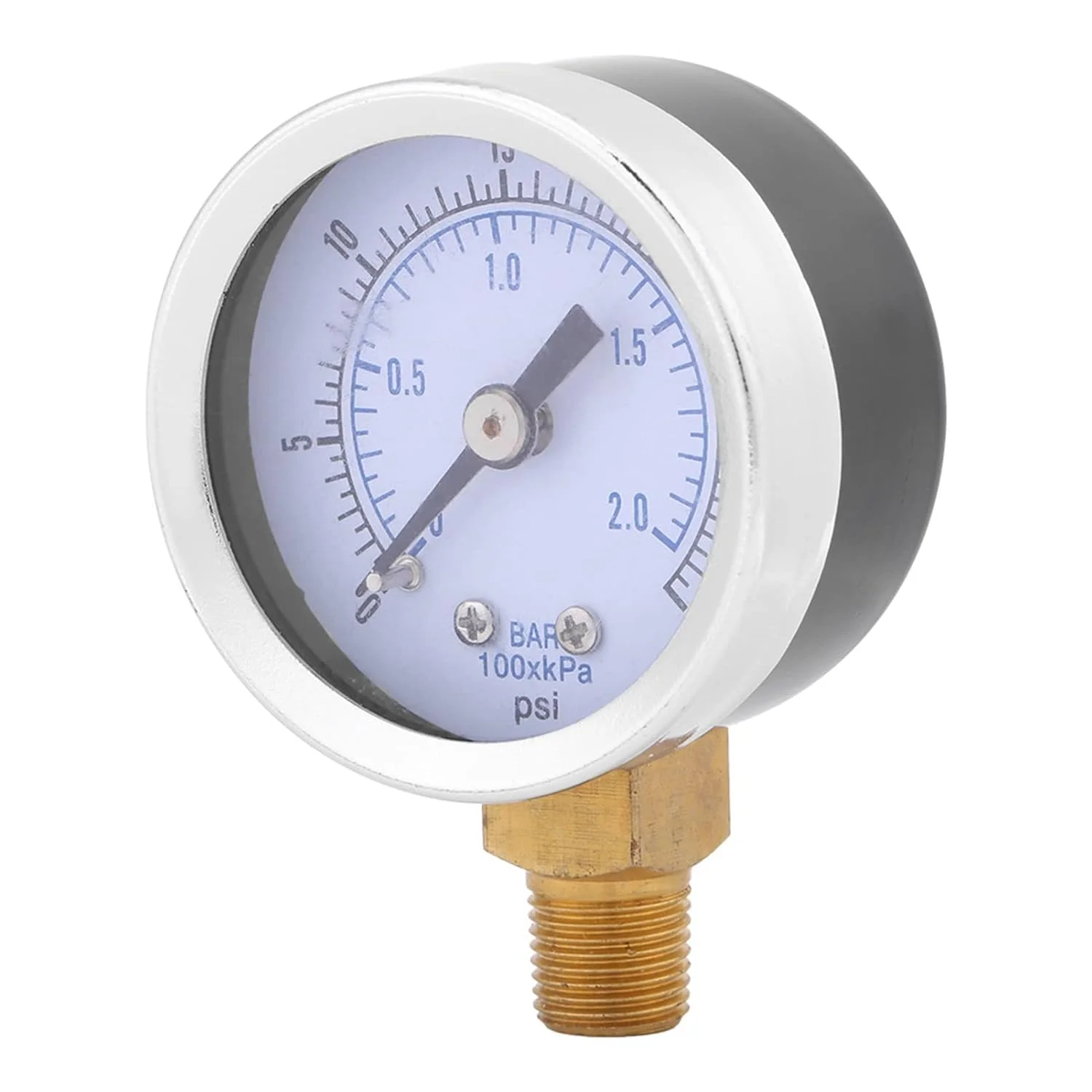 فشارسنج مینیاتوری عقربه ای آب، روغن، فشار هیدرولیک، قابل حمل 0-30psi 0-2bar برای استفاده در فضای باز