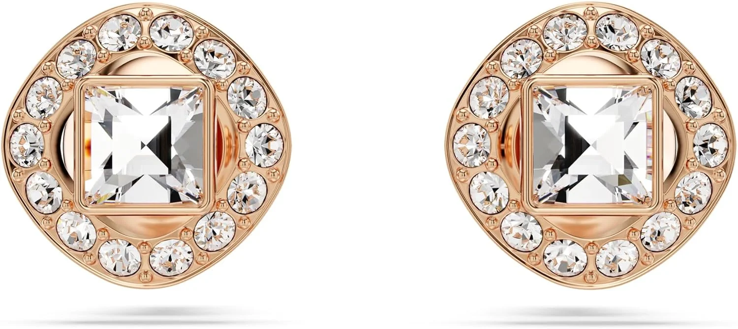 گوشواره های میخی مربعی سواروسکی Angelic - سفید - روکش طلای رزگلد، 5646716