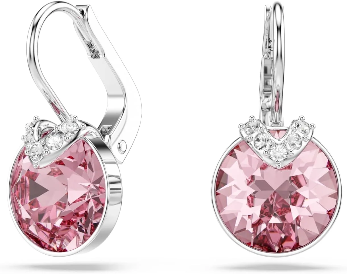 گوشواره های بلا وی سواروسکی، برش گرد، صورتی، روکش رودیوم