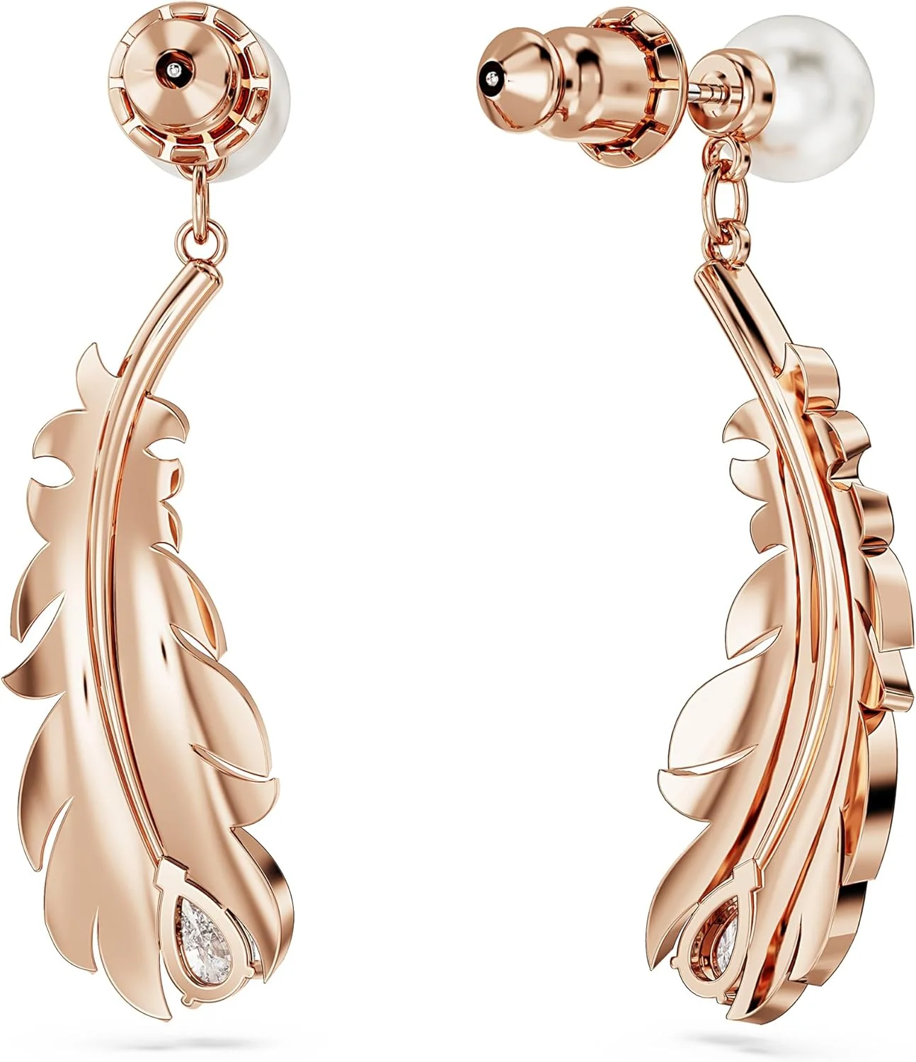 گوشواره های پر سواروسکی مدل Nice، کریستال های صورتی و مروارید در یک قاب با روکش طلای رز، از مجموعه Nice گوشواره های پر سواروسکی مدل Nice، کریستال های صورتی و مروارید در یک قاب با روکش طلای رز، از مجموعه Nice