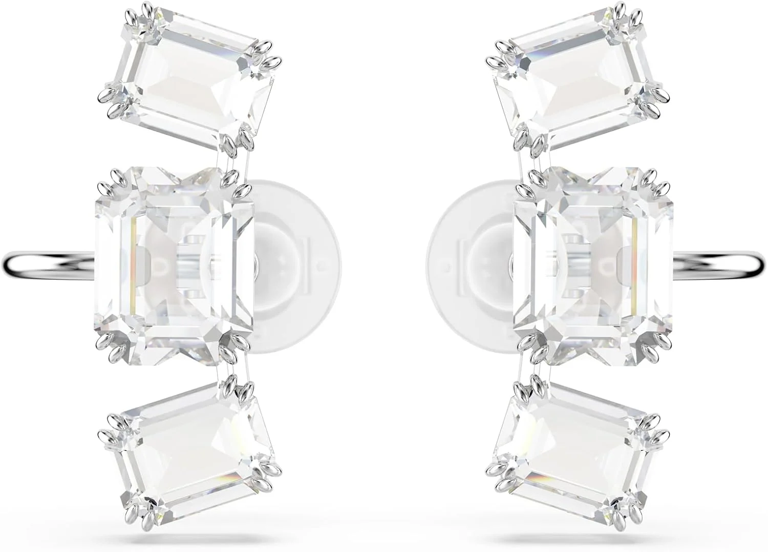 گوشواره کلیپسی سواروسکی Millenia، برش هشت ضلعی، شفاف، روکش رودیوم