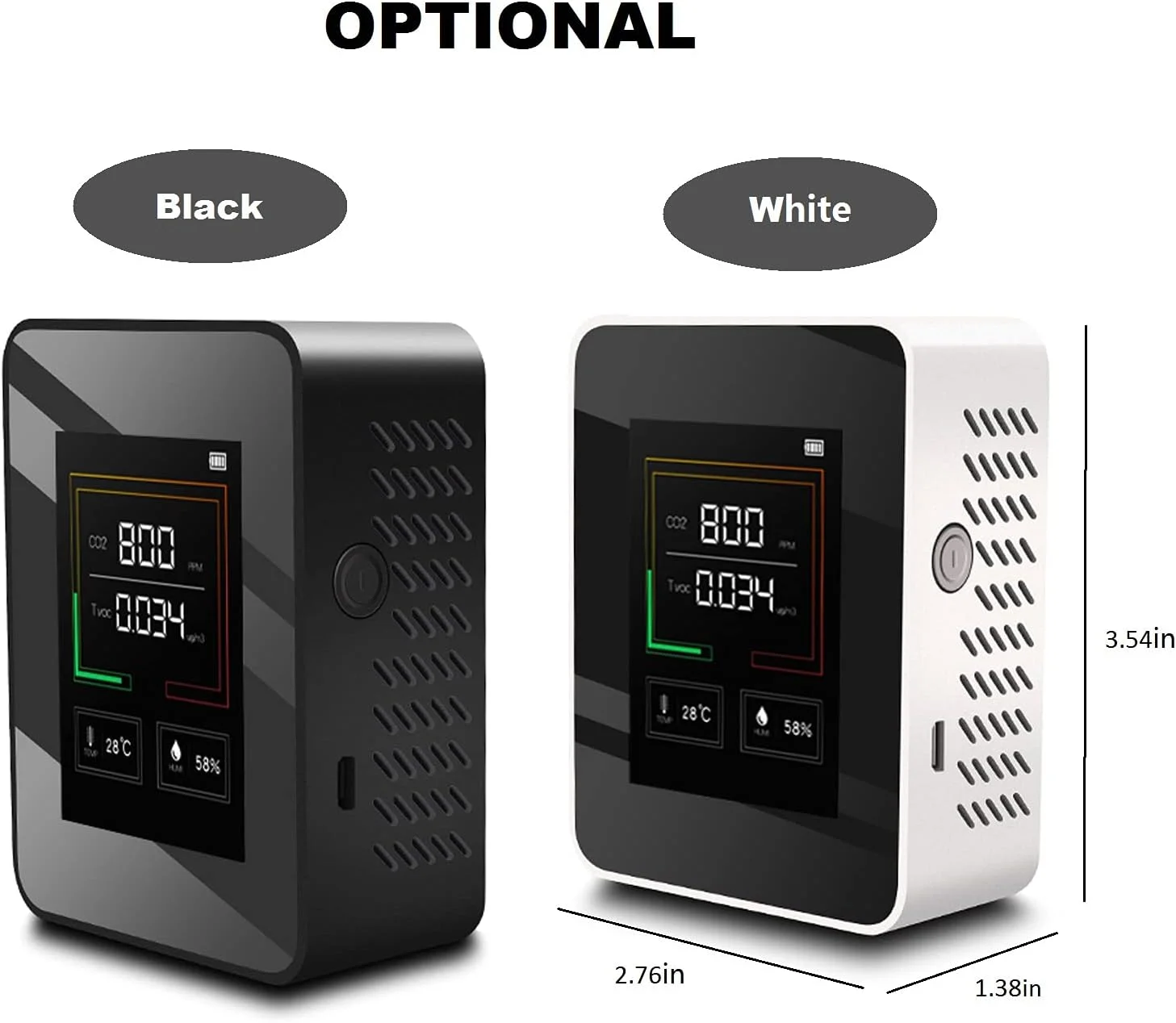 تستر چند منظوره کیفیت هوای خانگی K03، نمایشگر LCD با نور پس زمینه، سنجش دما، رطوبت و CO2