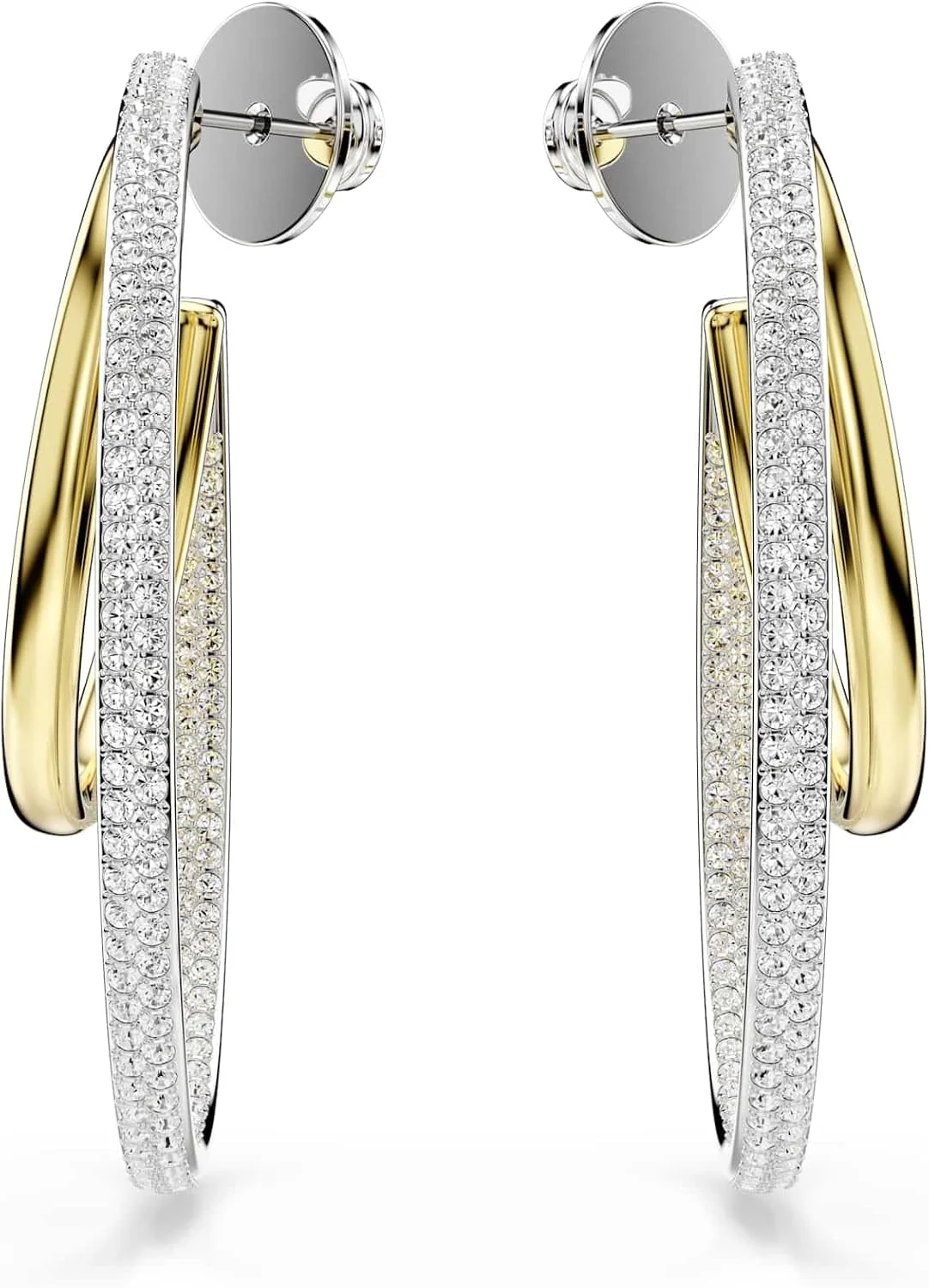 گوشواره های حلقه ای با برش گرد سواروسکی هایپربولا با روکش فلزی ترکیبی، متوسط، سفید گوشواره های حلقه ای با برش گرد سواروسکی هایپربولا با روکش فلزی ترکیبی، متوسط، سفید