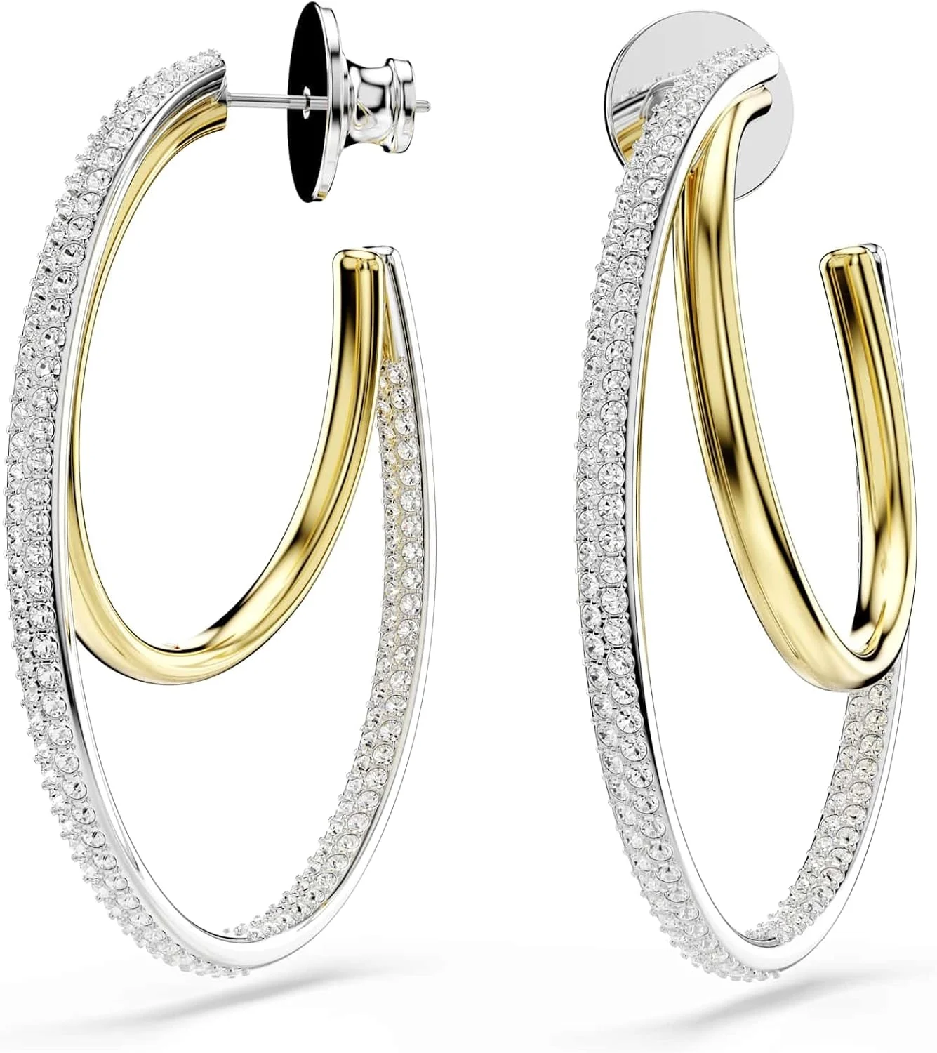 گوشواره های حلقه ای با برش گرد سواروسکی هایپربولا با روکش فلزی ترکیبی، متوسط، سفید گوشواره های حلقه ای با برش گرد سواروسکی هایپربولا با روکش فلزی ترکیبی، متوسط، سفید