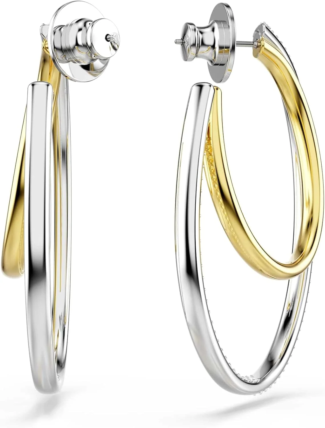 گوشواره های حلقه ای با برش گرد سواروسکی هایپربولا با روکش فلزی ترکیبی، متوسط، سفید گوشواره های حلقه ای با برش گرد سواروسکی هایپربولا با روکش فلزی ترکیبی، متوسط، سفید