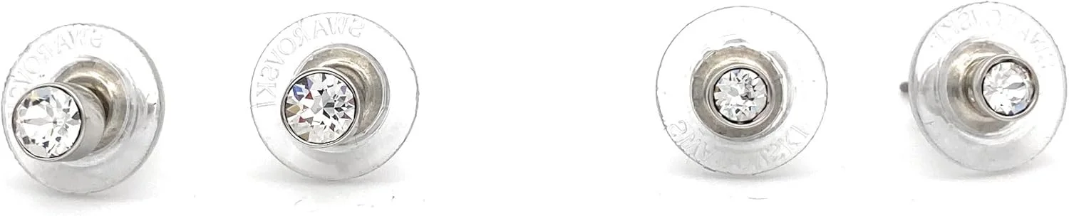 گوشواره های میخی سواروسکی هارلی، برش گرد، سفید، روکش رودیوم، ست 2 عددی، تک سایز، فلز روکش رودیوم، کریستال